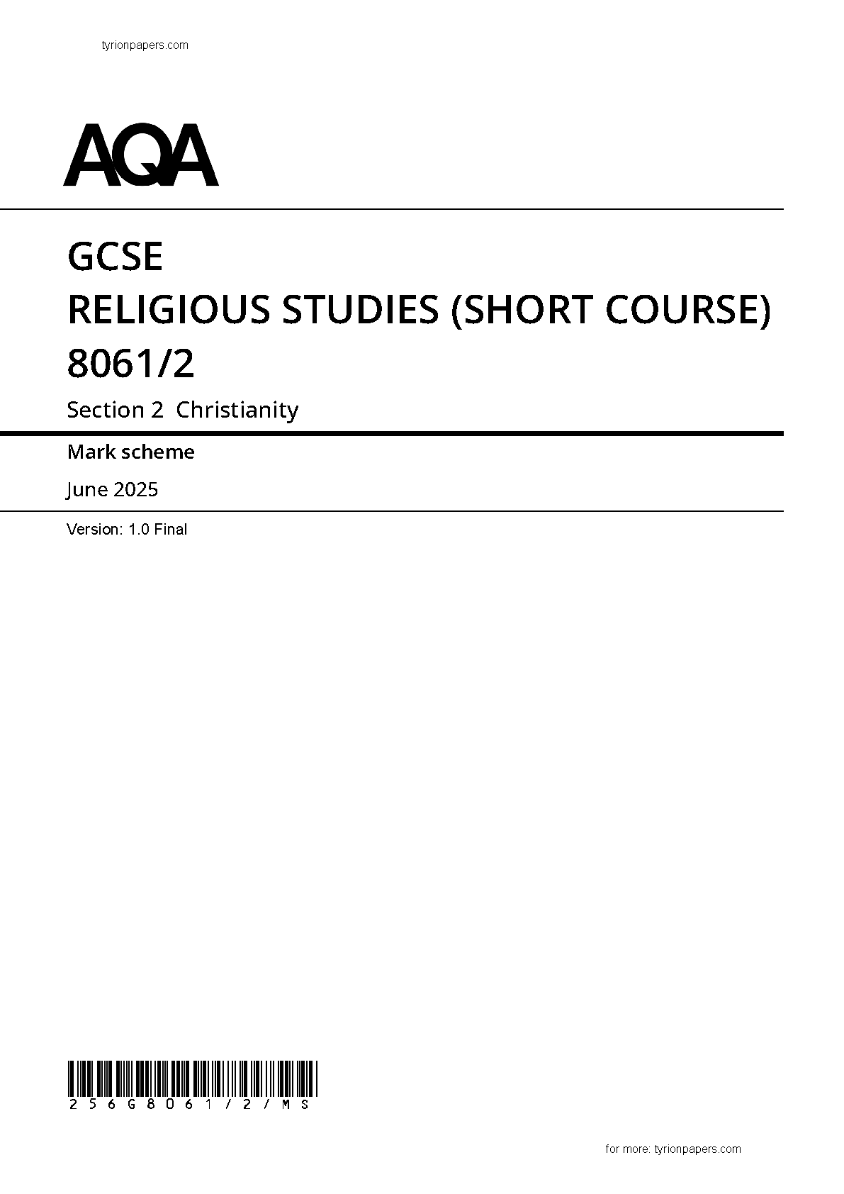AQA GCSE Religious Studies Christianity Paper 2 2025 MS IMG-1