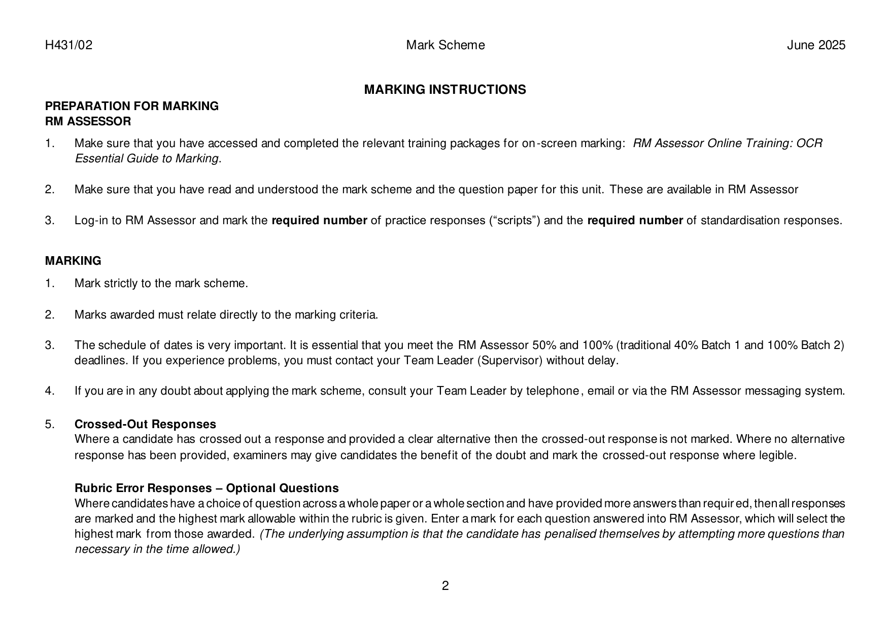 OCR A Level Business Paper 2 2025 Mark Scheme IMG-3