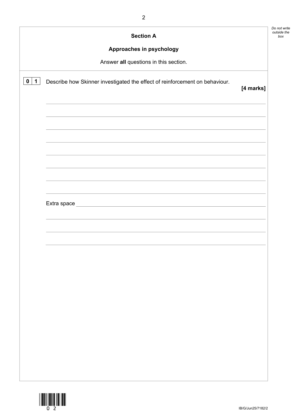AQA A Level Psychology Paper 2 2025 Question Paper