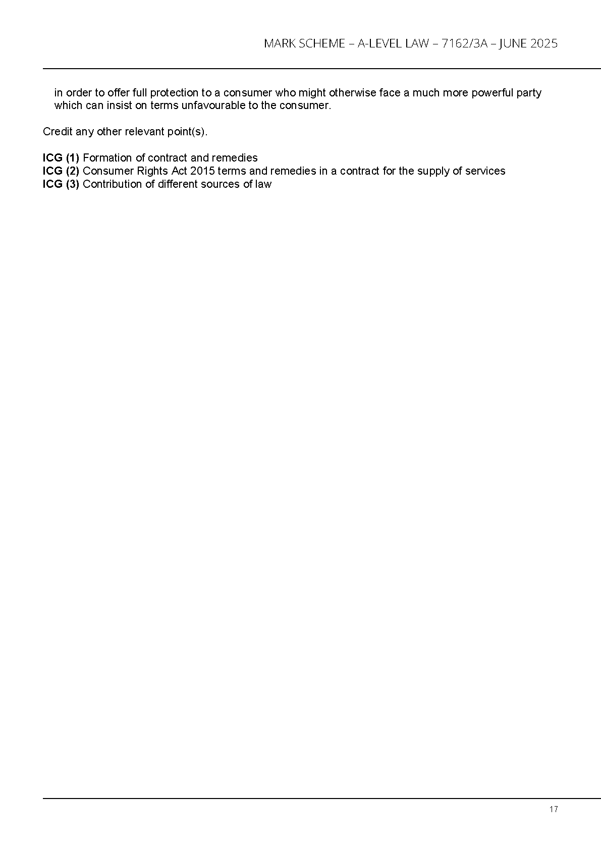 AQA A Level Law Paper 3A 2025 Mark Scheme IMG-1