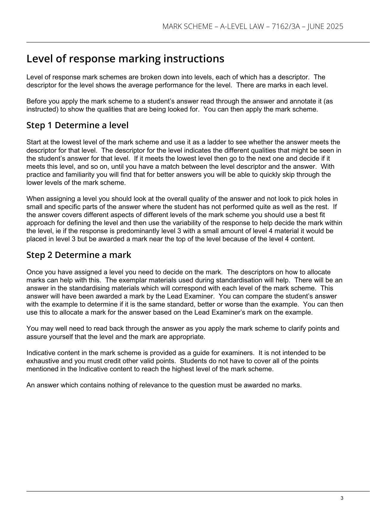 AQA A Level Law Paper 3A 2025 Mark Scheme IMG-3