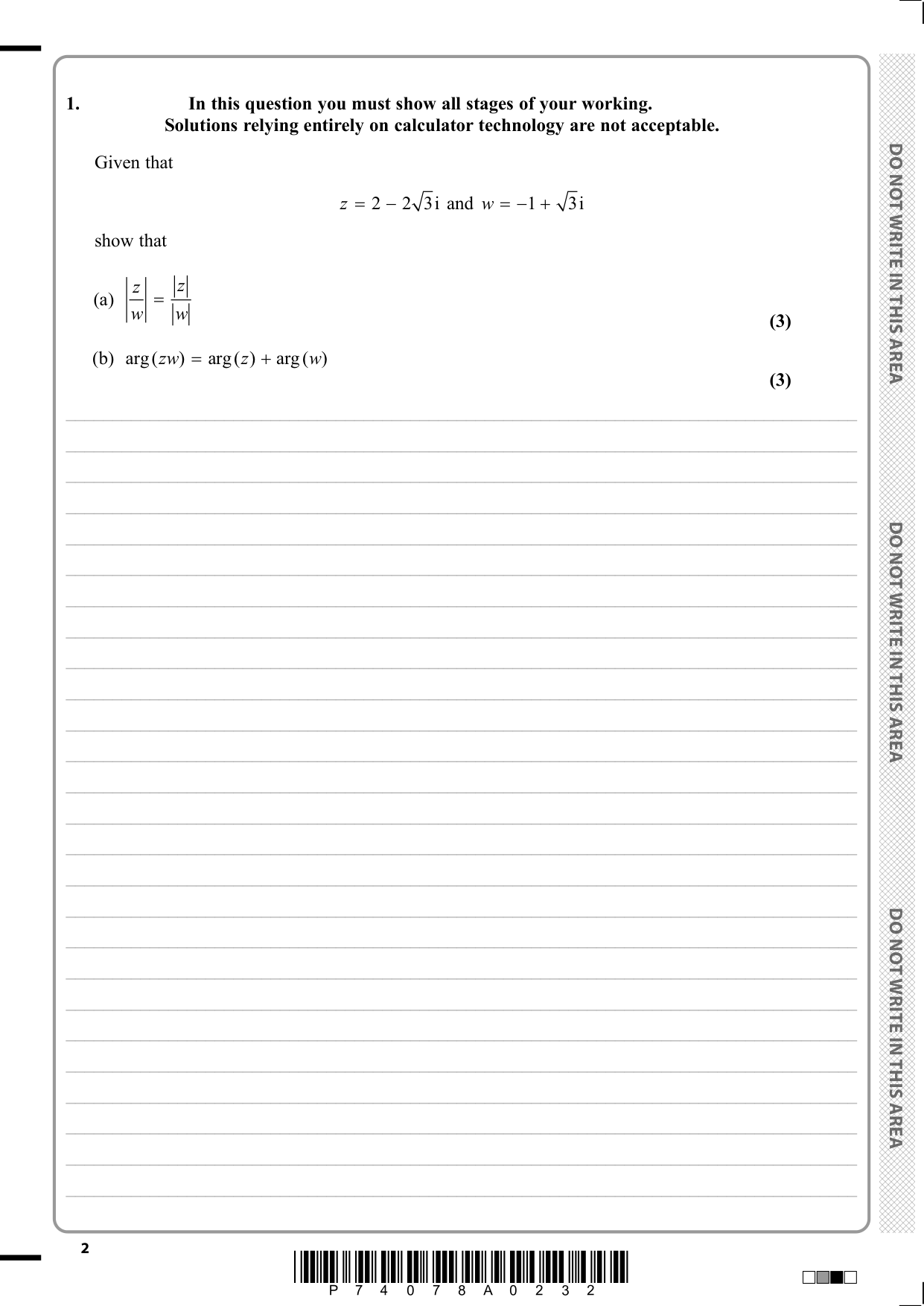 Pearson Edexcel A Level Further Mathematics 2025 Paper 2 QP