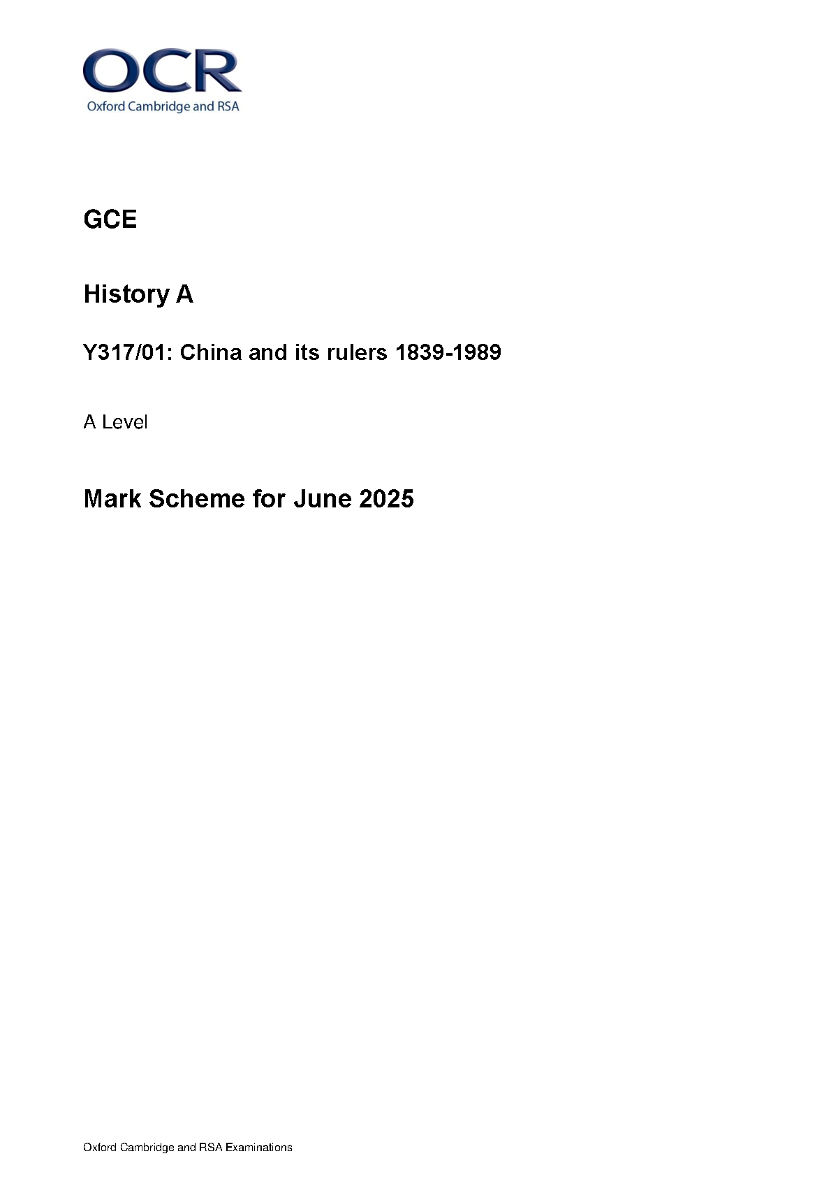 OCR A Level History A China and Rulers 2025 Mark Scheme IMG-1