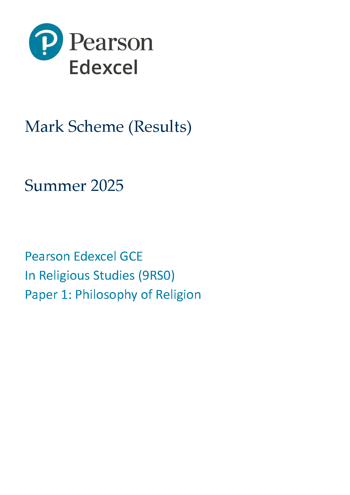 Pearson Edexcel A Level Religious Studies Paper 1 2025 Ms IMG-1