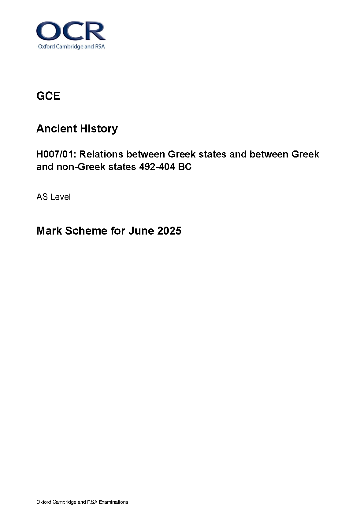 OCR AS Level Ancient History Paper 1 2025 Mark Scheme IMG-1