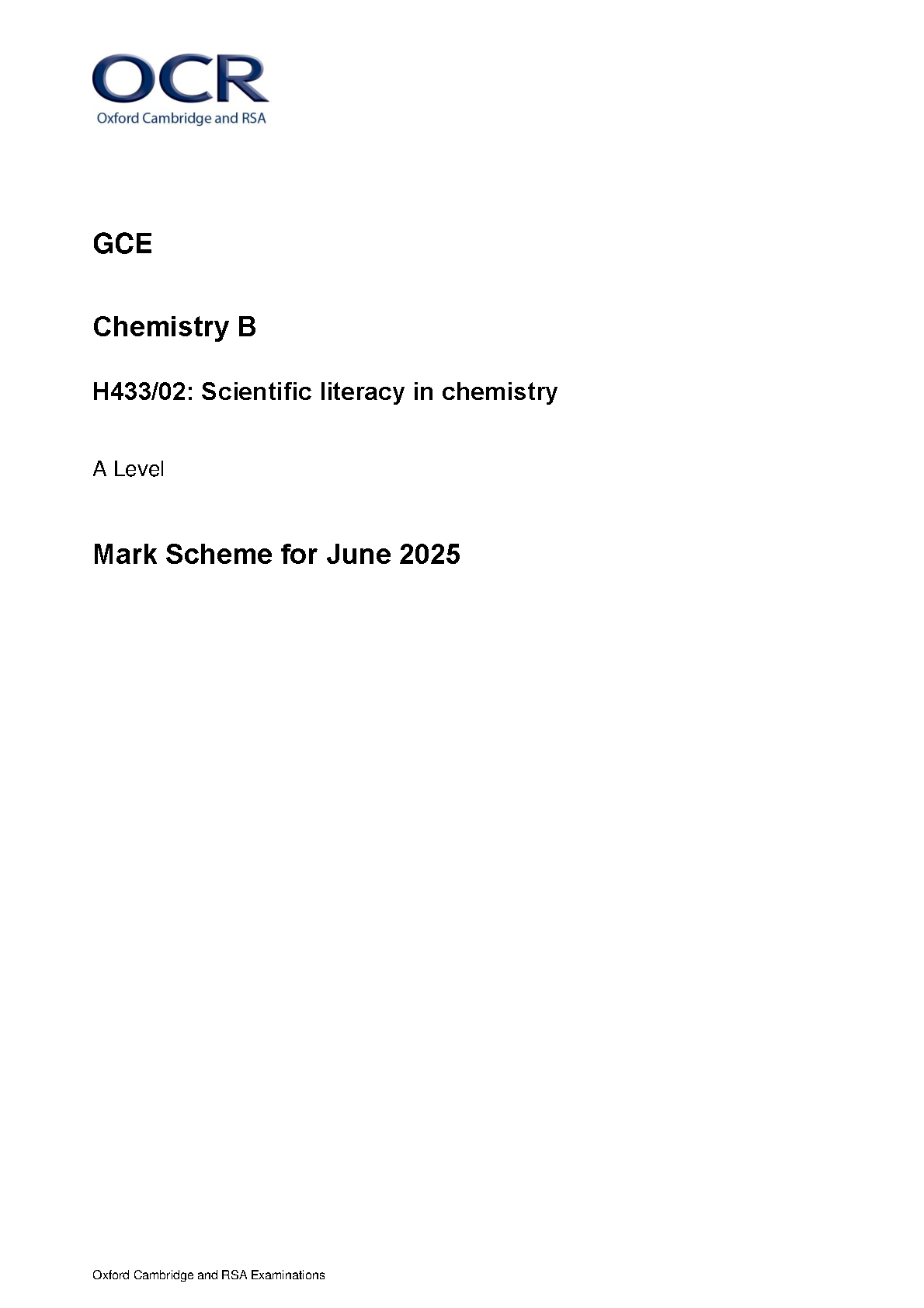 OCR A Level Chemistry B Paper 2 2025 Mark Scheme IMG-1