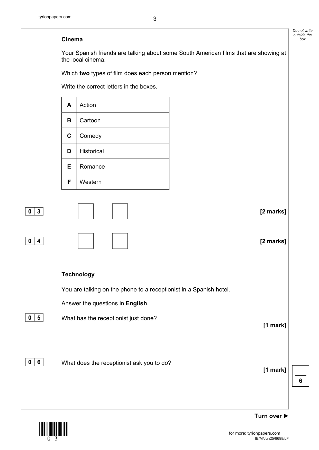 AQA GCSE Spanish Paper 1F 2025 Listening QP IMG-3