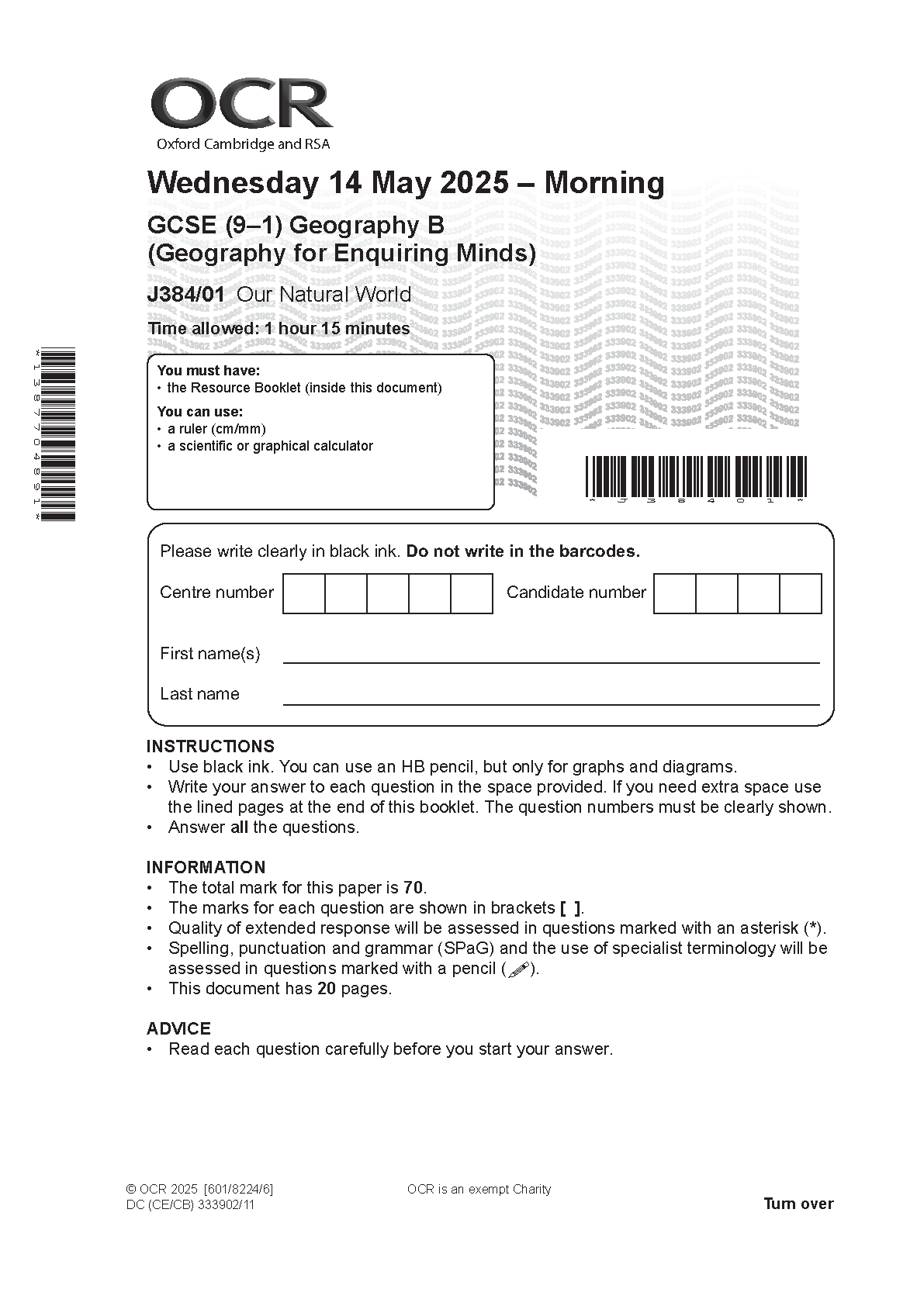 OCR GCSE Geography B Paper 1  2025 Question Paper PDF IMG-1