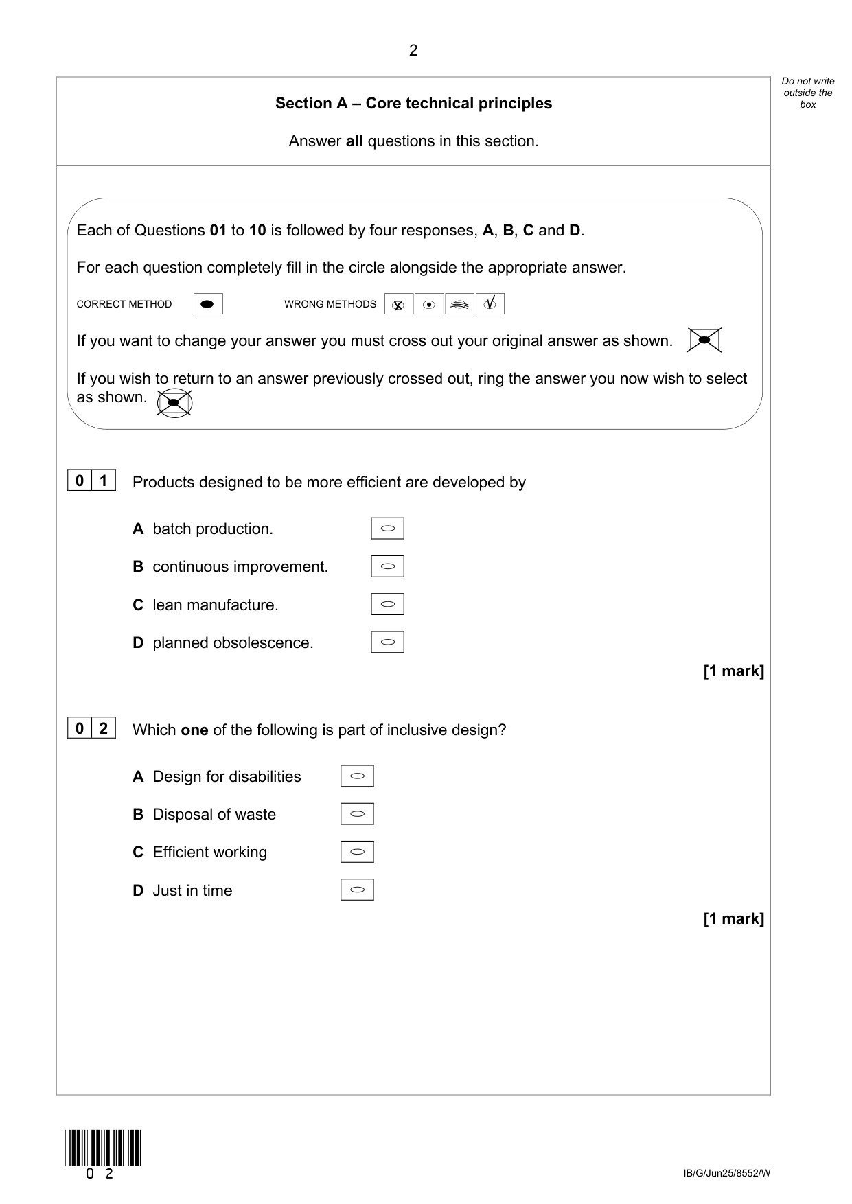 AQA GCSE Design and Technology 2025 QP PDF
