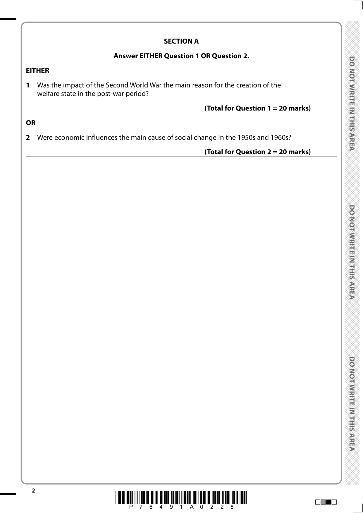 Pearson Edexcel AS History Paper 1H 2025 Question Paper PDF