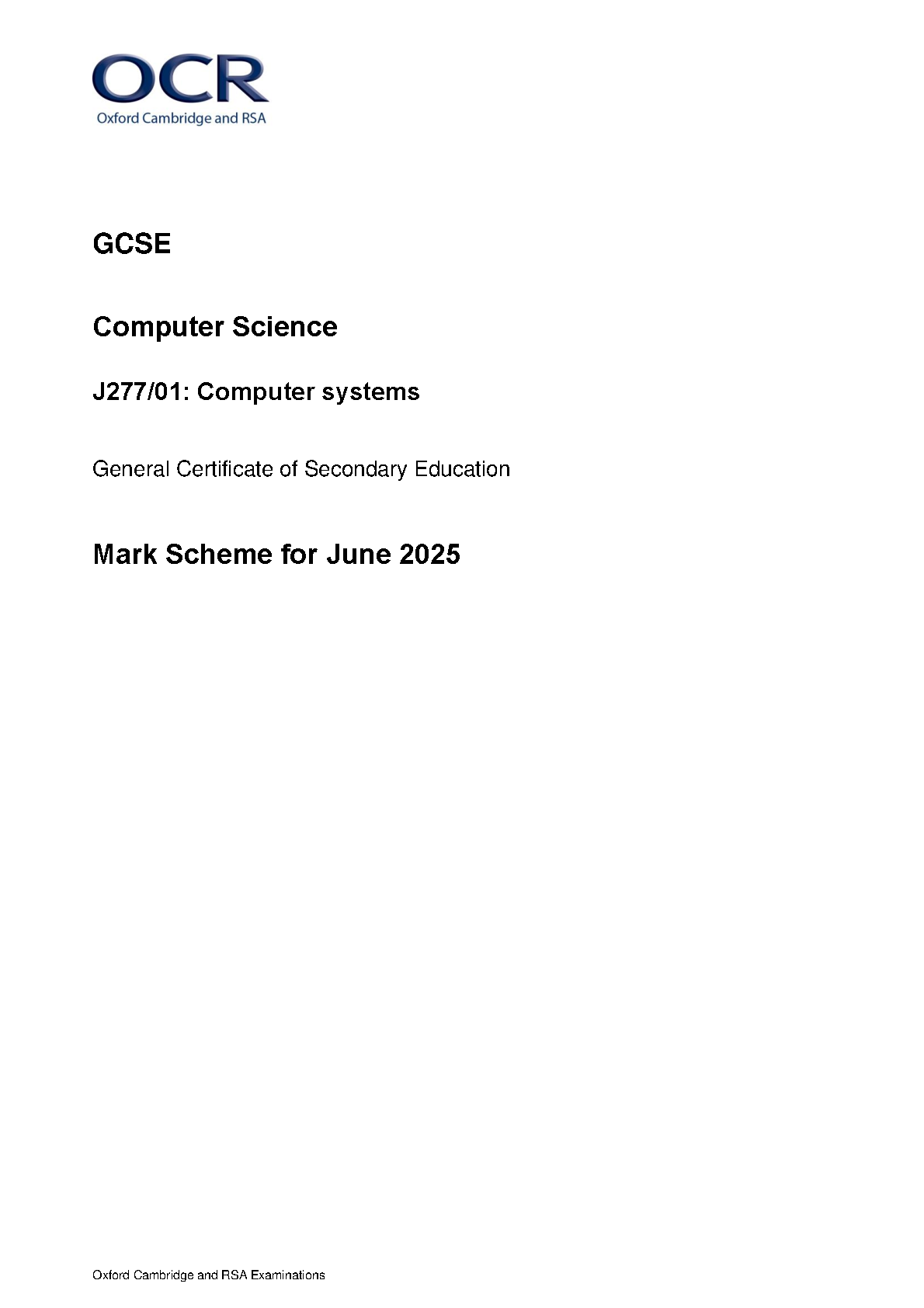 OCR GCSE Computer Science Paper 1 2025 Mark Scheme IMG-1