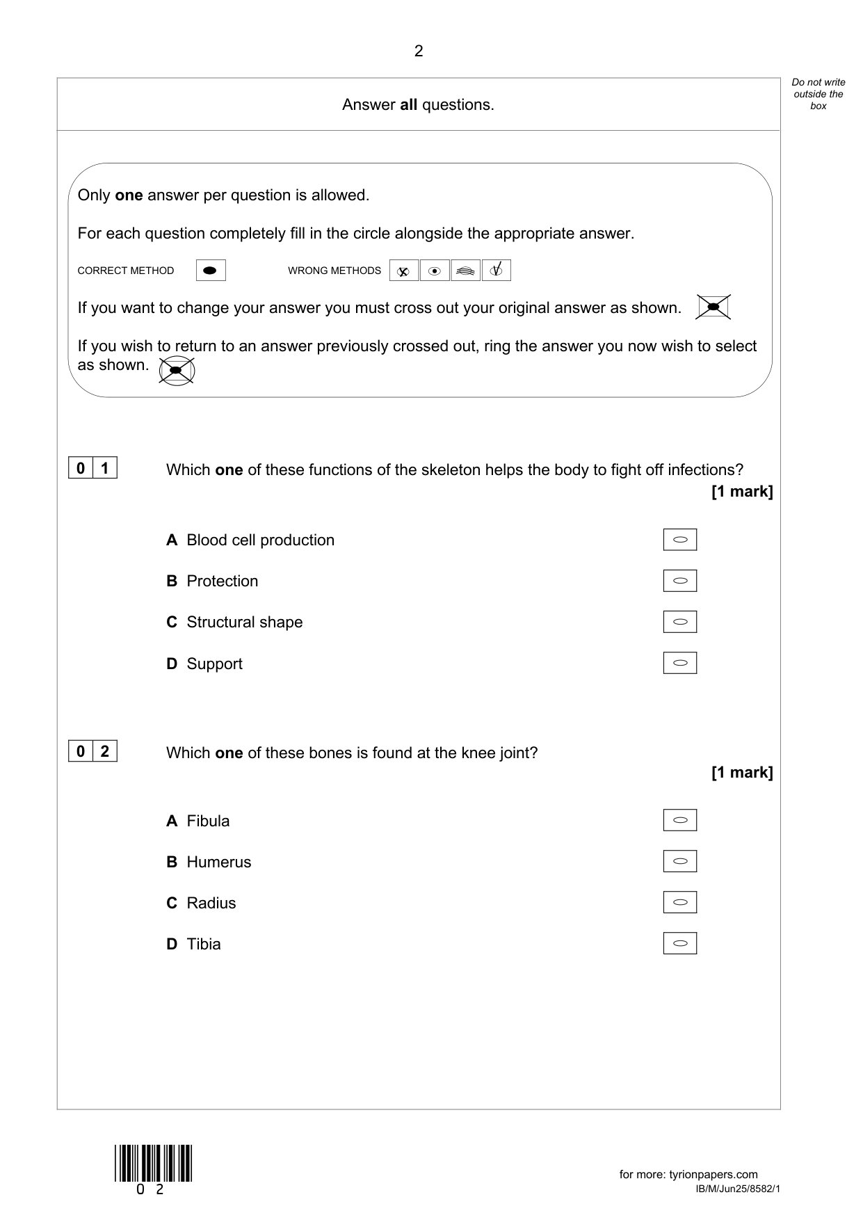 AQA GCSE Physical Education Paper 1 2025 QP PDF