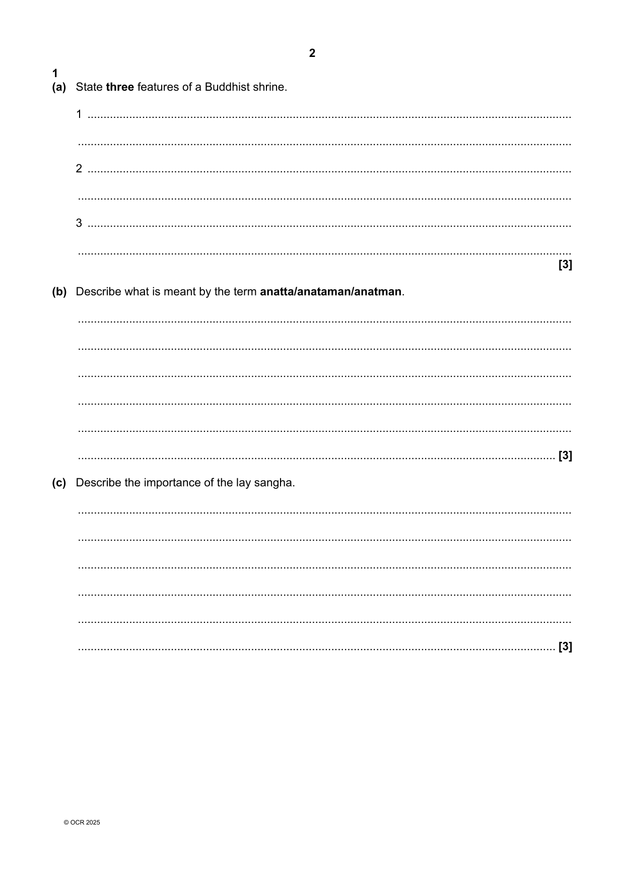 OCR GCSE Religious Studies Paper 4 2025 Question Paper PDF