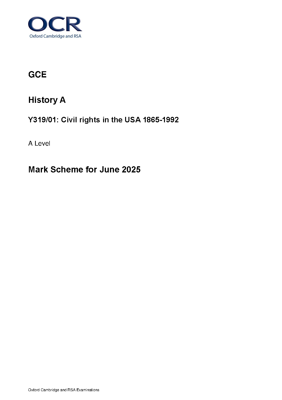OCR A Level History A Civil Rights USA 2025 Mark Scheme IMG-1