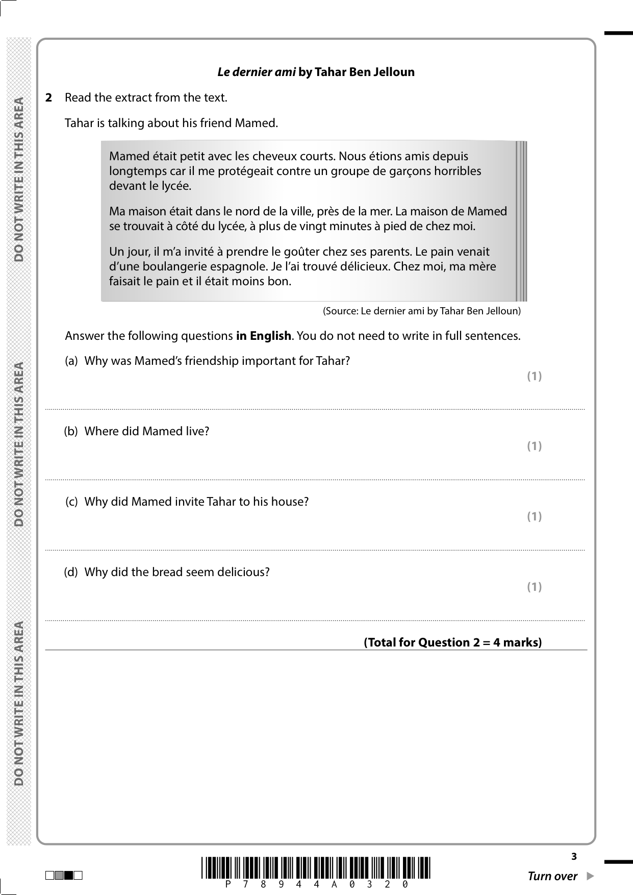 Pearson Edexcel GCSE French Paper 3H 2025 Question Paper PDF IMG-3