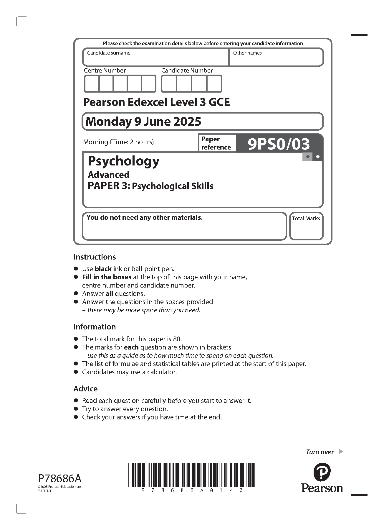 Pearson Edexcel A Level Psychology Paper 3 2025 QP IMG-1
