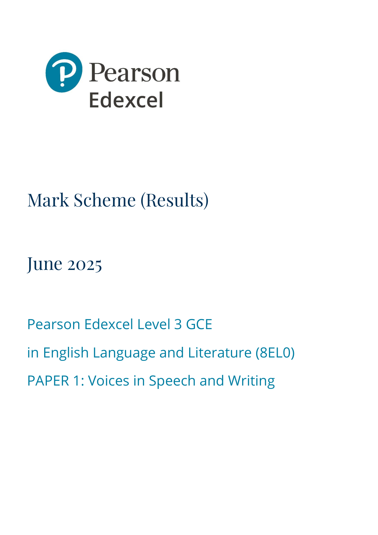 Pearson Edexcel AS English Language and Literature Ms 2025