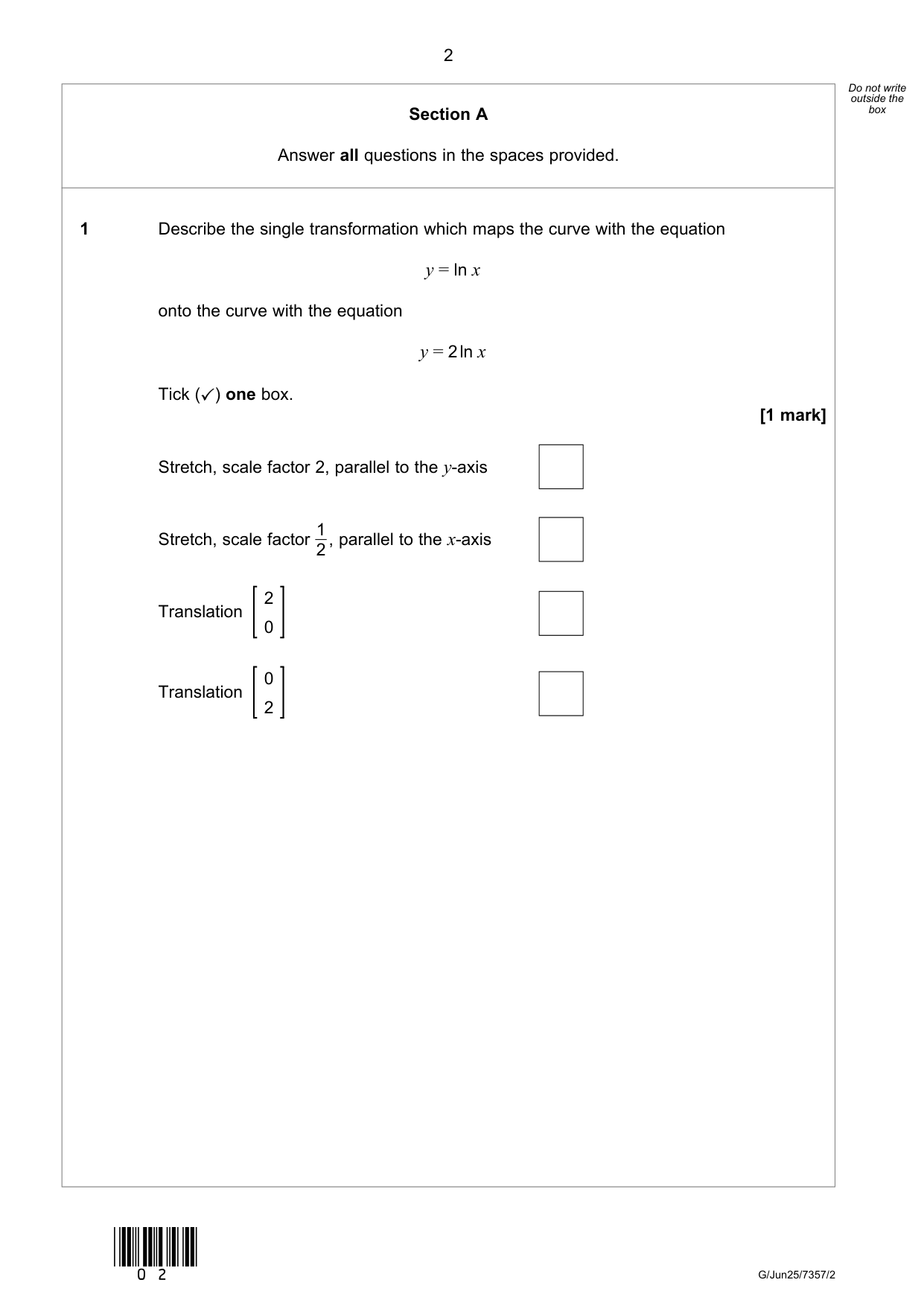 AQA A Level Mathematics  Paper 2 2025 QP