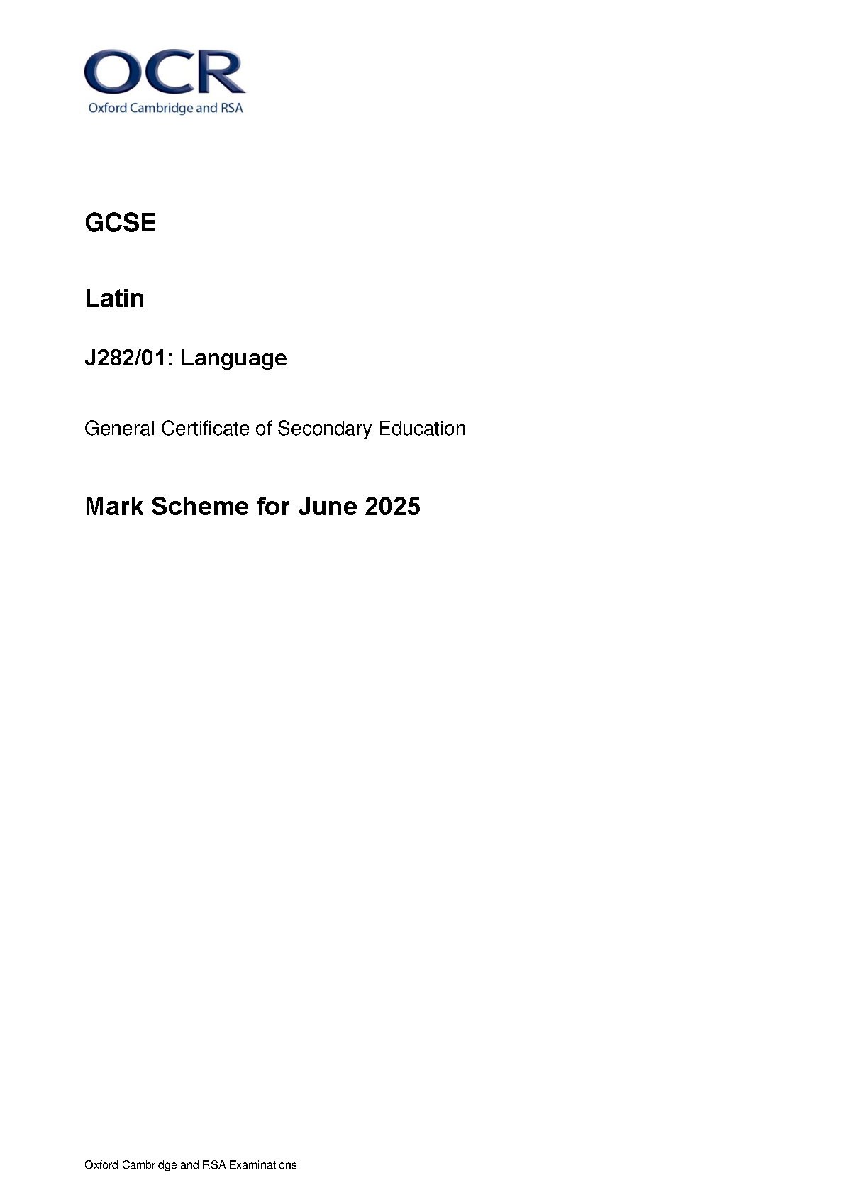 OCR GCSE Latin Paper 1 2025 Mark Scheme PDF IMG-1