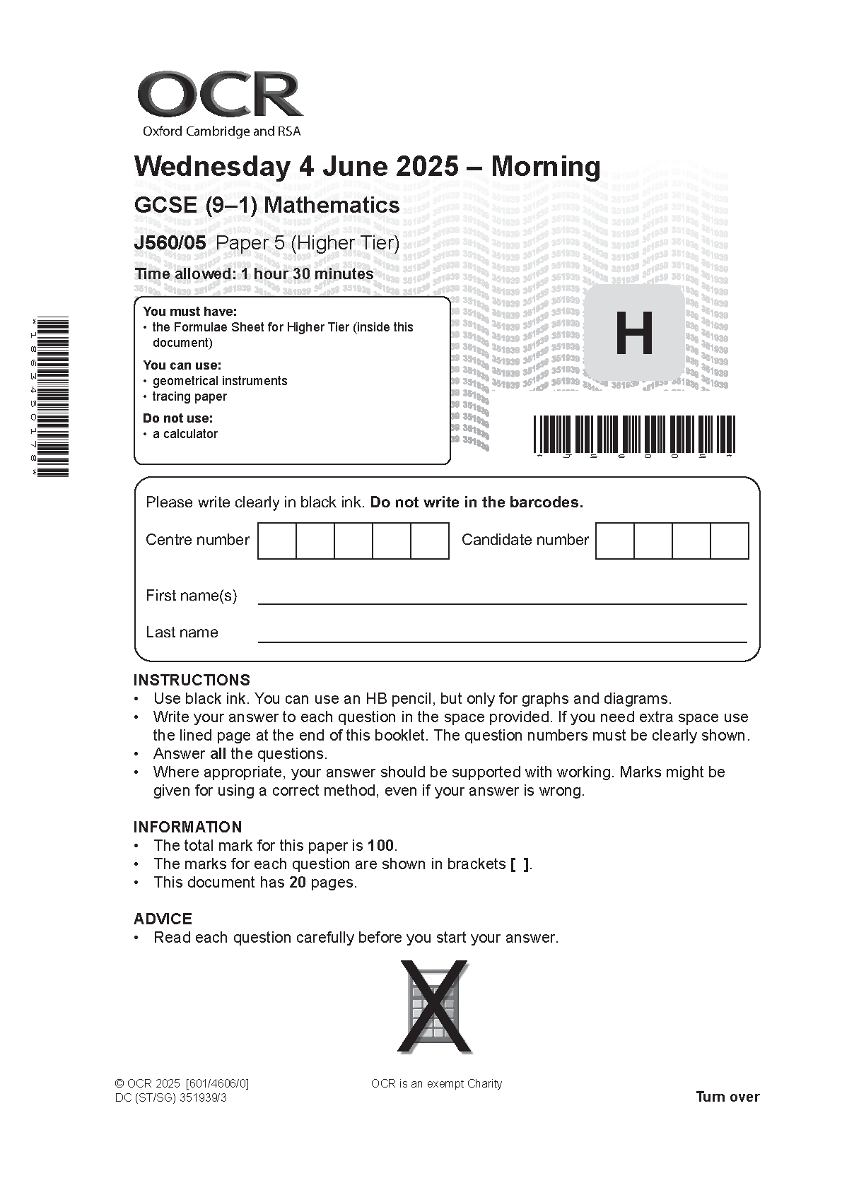 OCR GCSE Maths Paper 5 2025 Question Paper IMG-1
