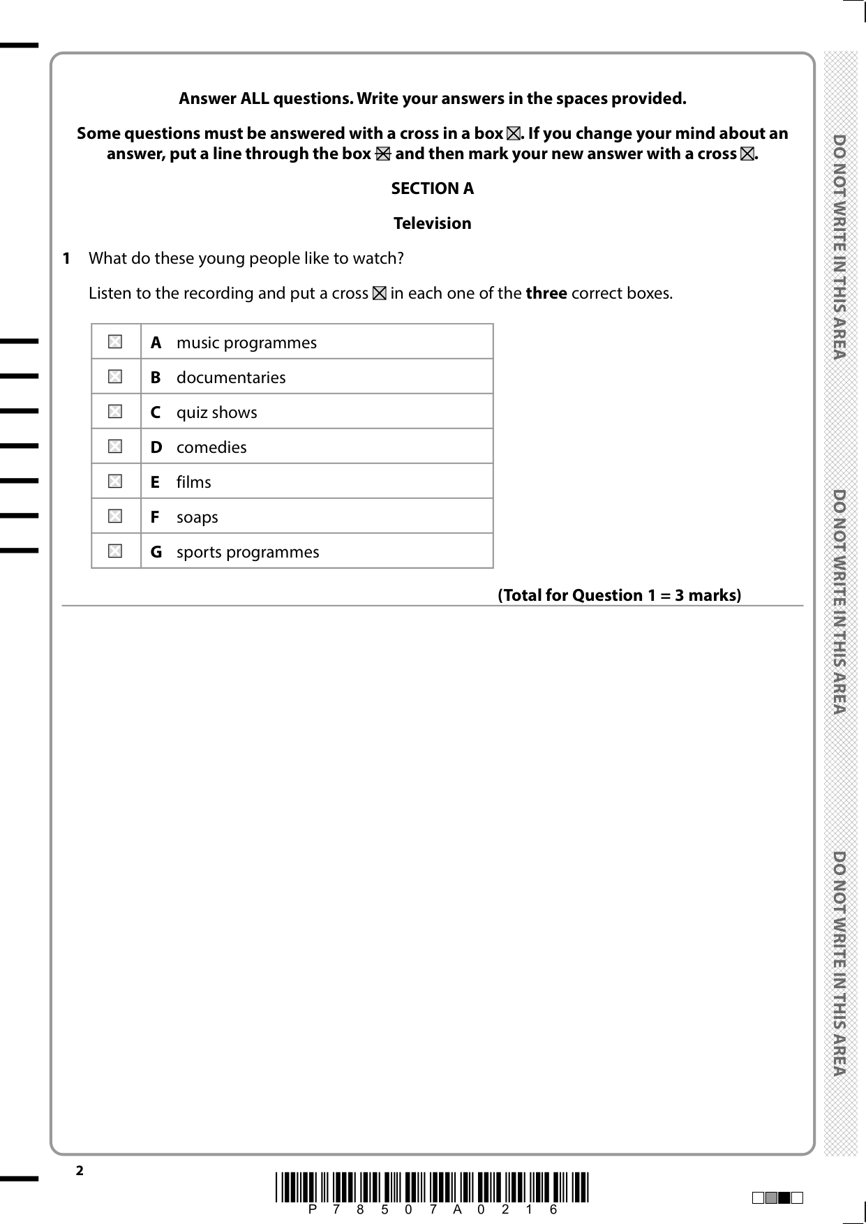 Pearson Edexcel GCSE French 2025 Paper 1f Question Paper