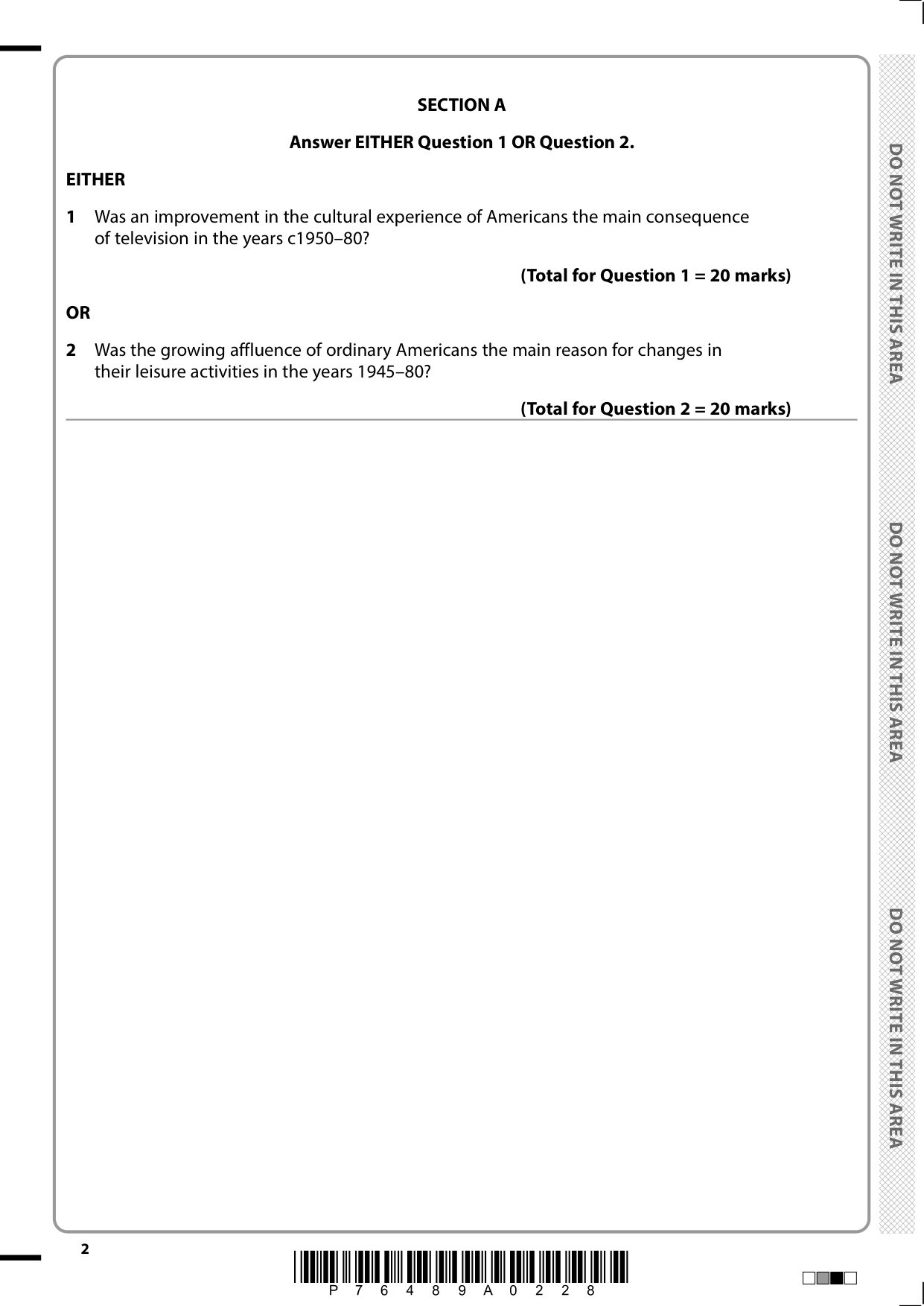 Pearson Edexcel AS History Paper 1F 2025 Question Paper PDF