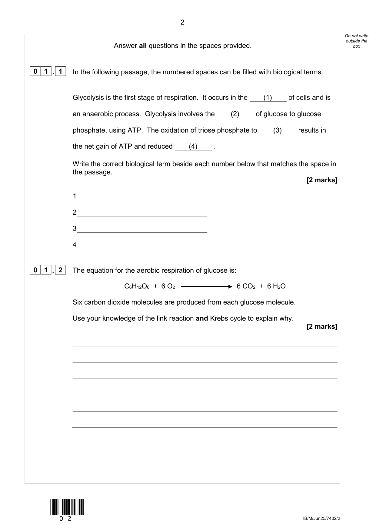 AQA A Level Biology Paper 2 2025 Question Paper PDF