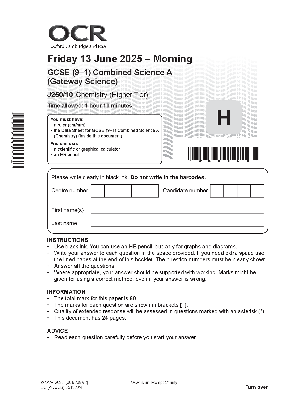 OCR GCSE Combined Science Chemistry Paper 10 2025 QP IMG-1