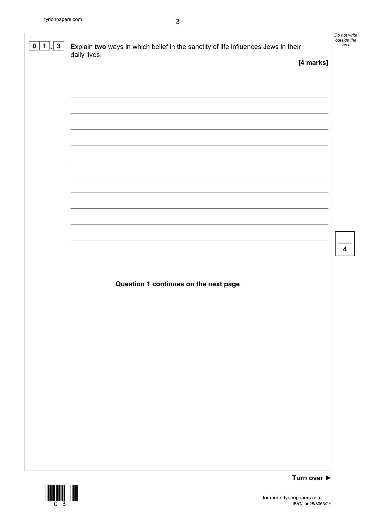 AQA GCSE Religious Studies B paper 2Y 2025 Question Paper IMG-3