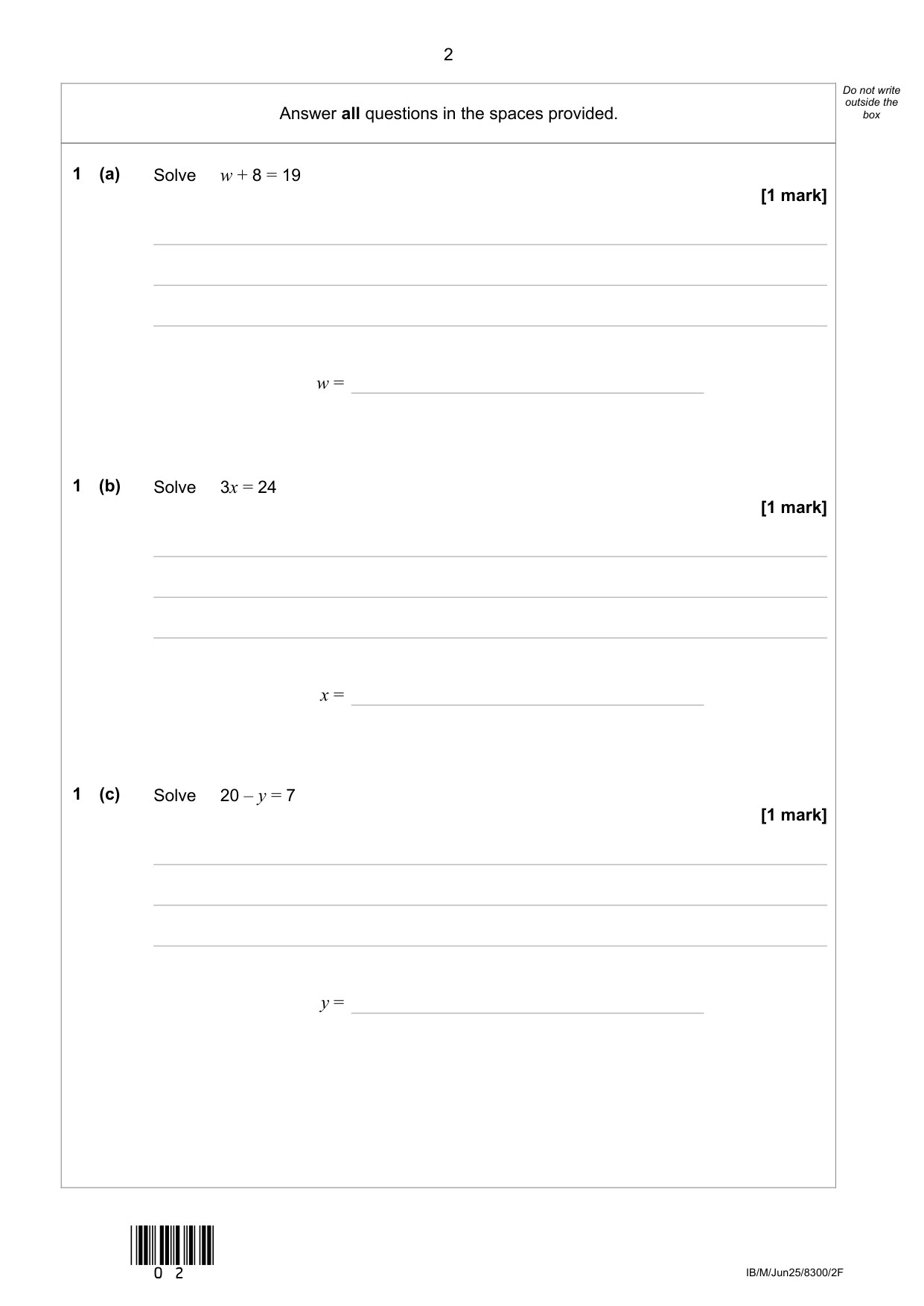 AQA GCSE Maths Paper 2 2025 Question Paper