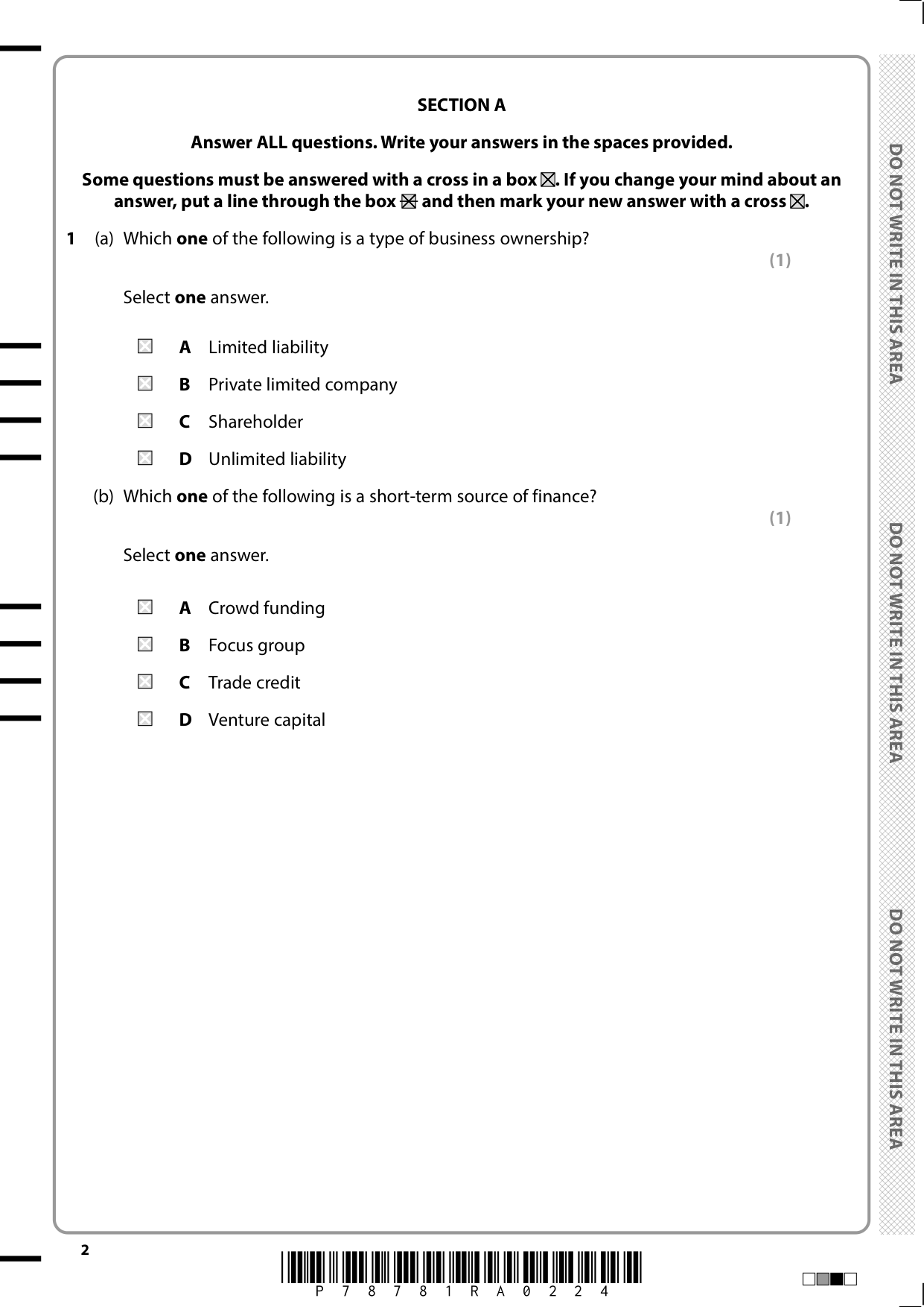 PEARSON EDEXCEL A LEVEL BUSINESS PAPER 1 2025