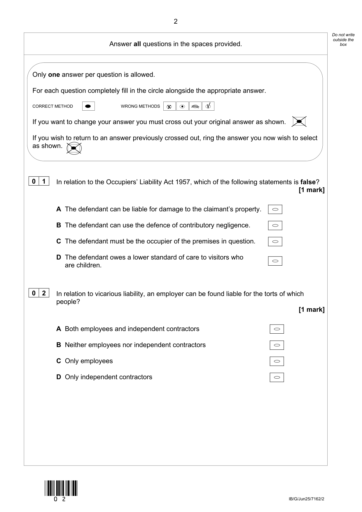 AQA A Level Law  Paper 2 2025 QP PDF