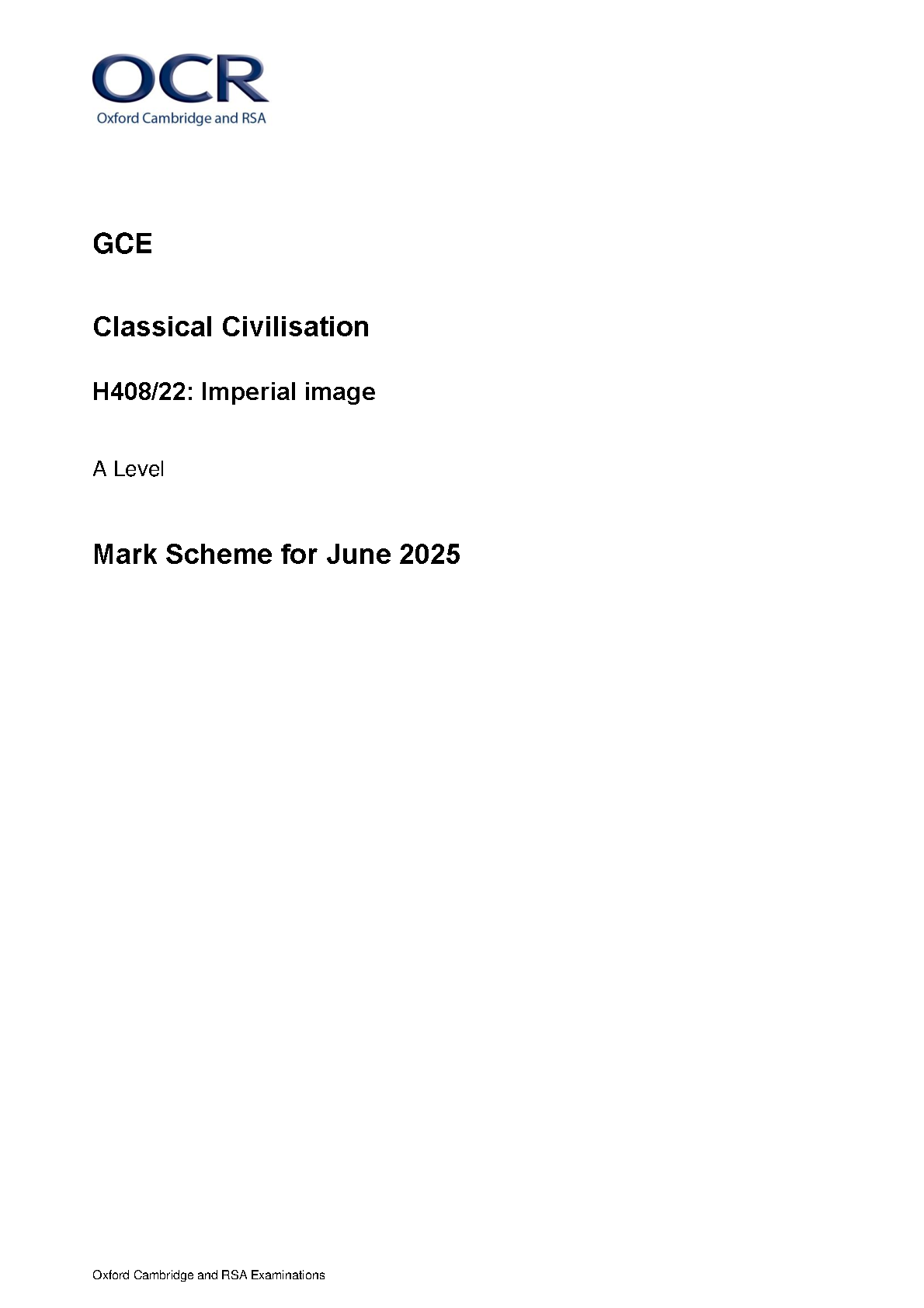 OCR A Level Classical Civilisation Paper 22 2025 Mark scheme IMG-1