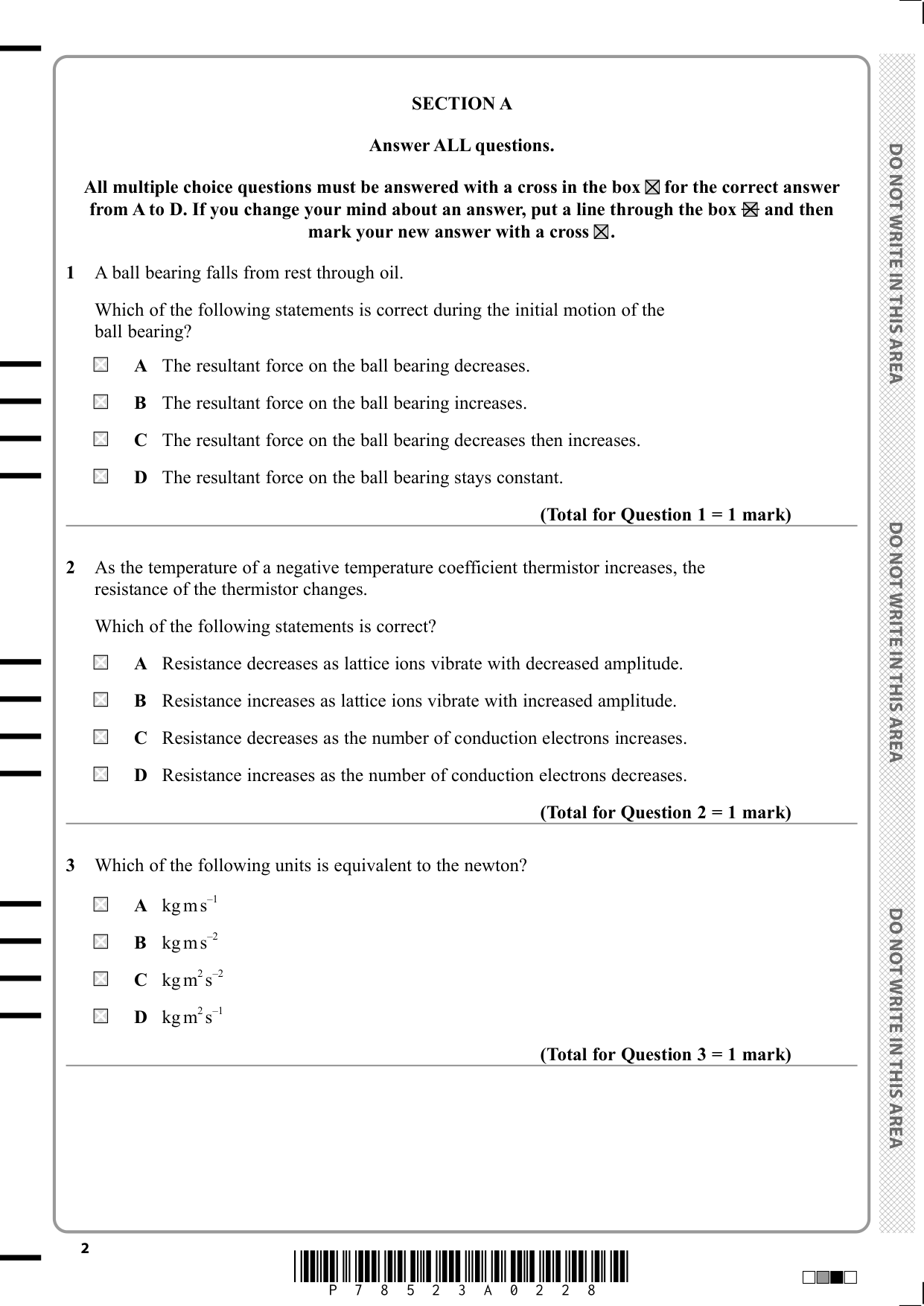 Pearson Edexcel AS Physics 2025 Paper 1 Question Paper PDF