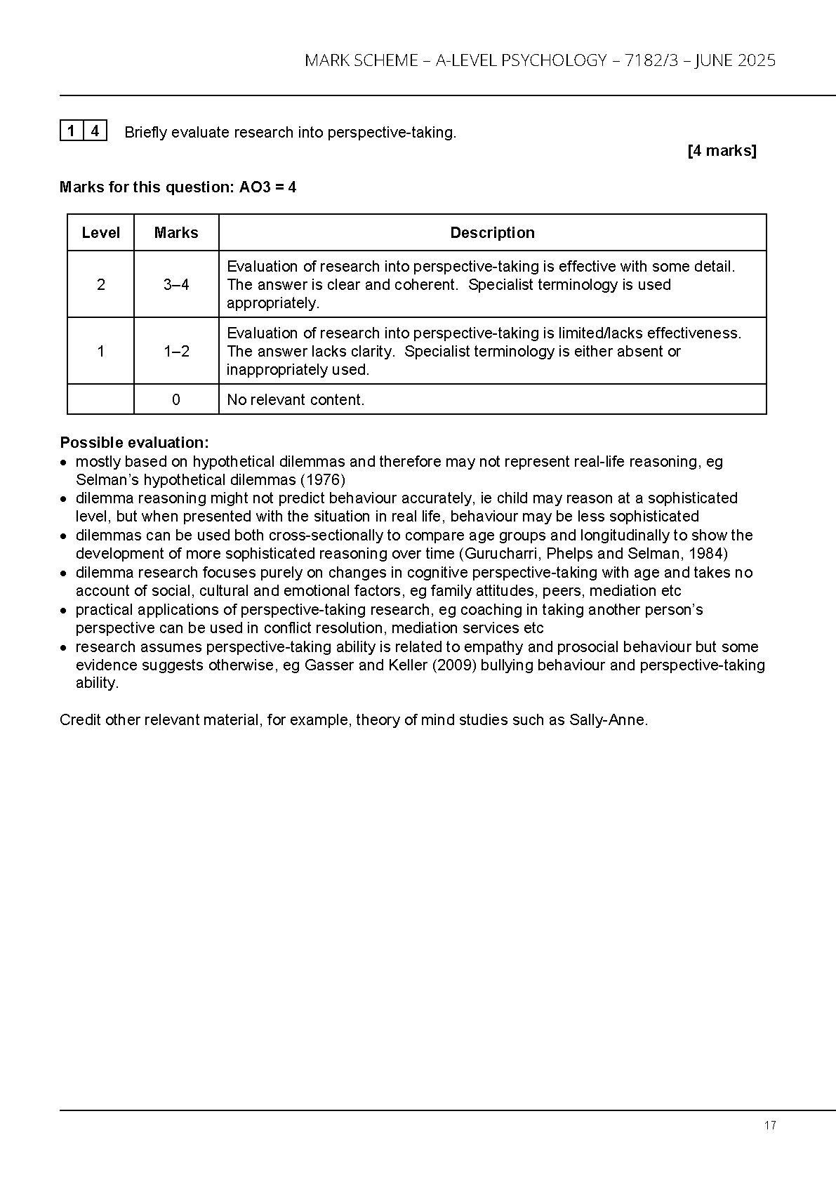 AQA A Level Psychology Paper 3 2025 Mark Scheme IMG-1