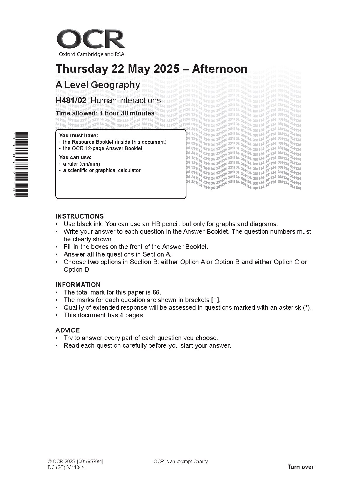 OCR A Level Geography Paper 2 2025 Question Paper IMG-1