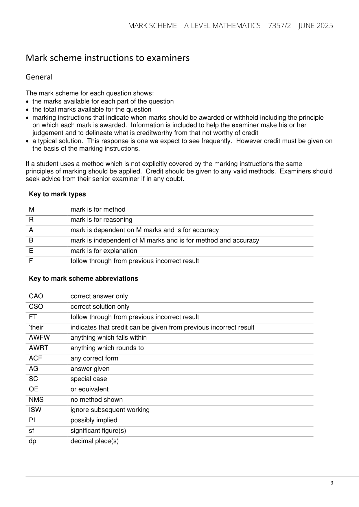 AQA A Level Mathematics  Paper 2 2025 Mark Scheme IMG-3