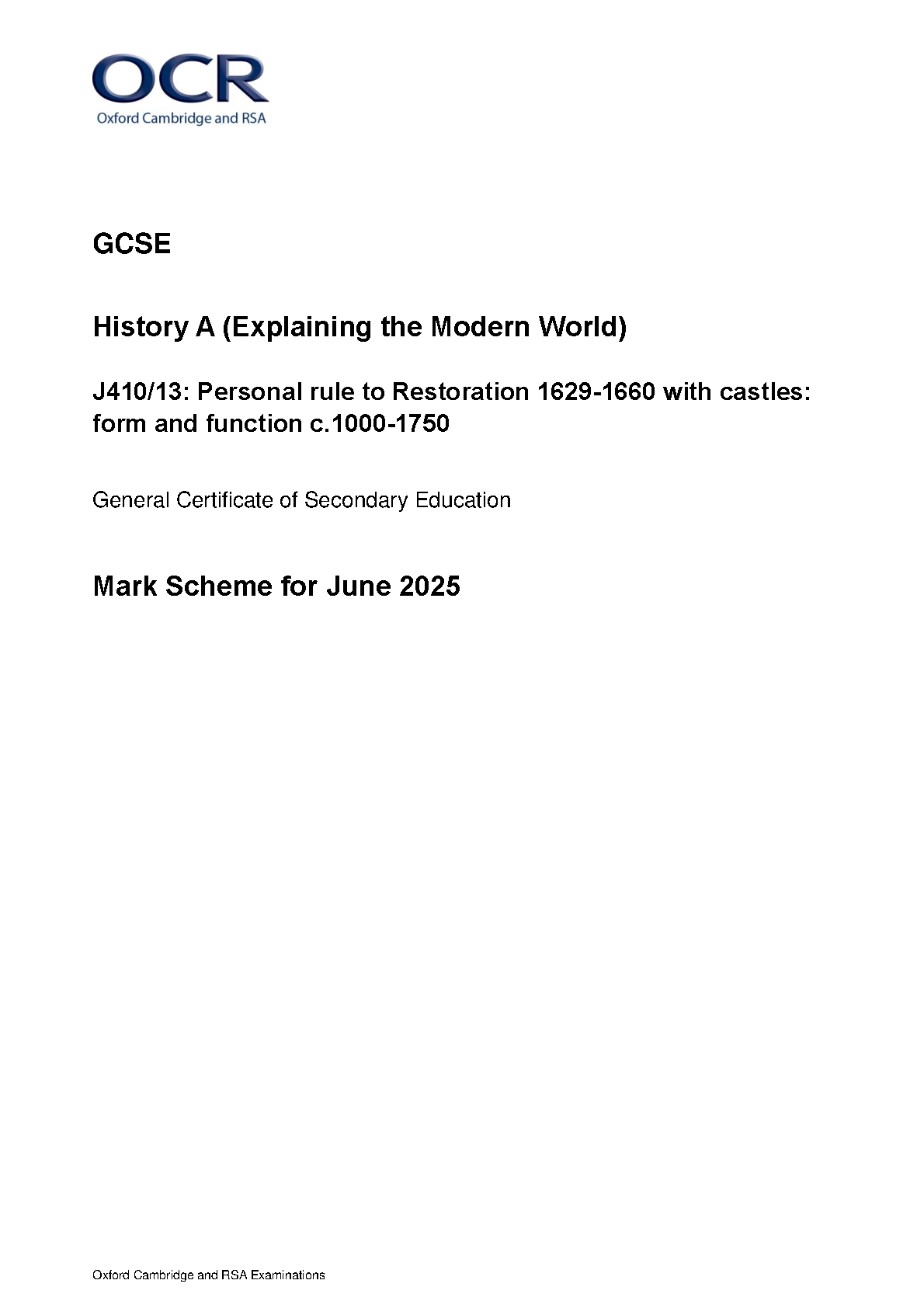 OCR GCSE History A Paper 13  2025 Mark Scheme PDF IMG-1