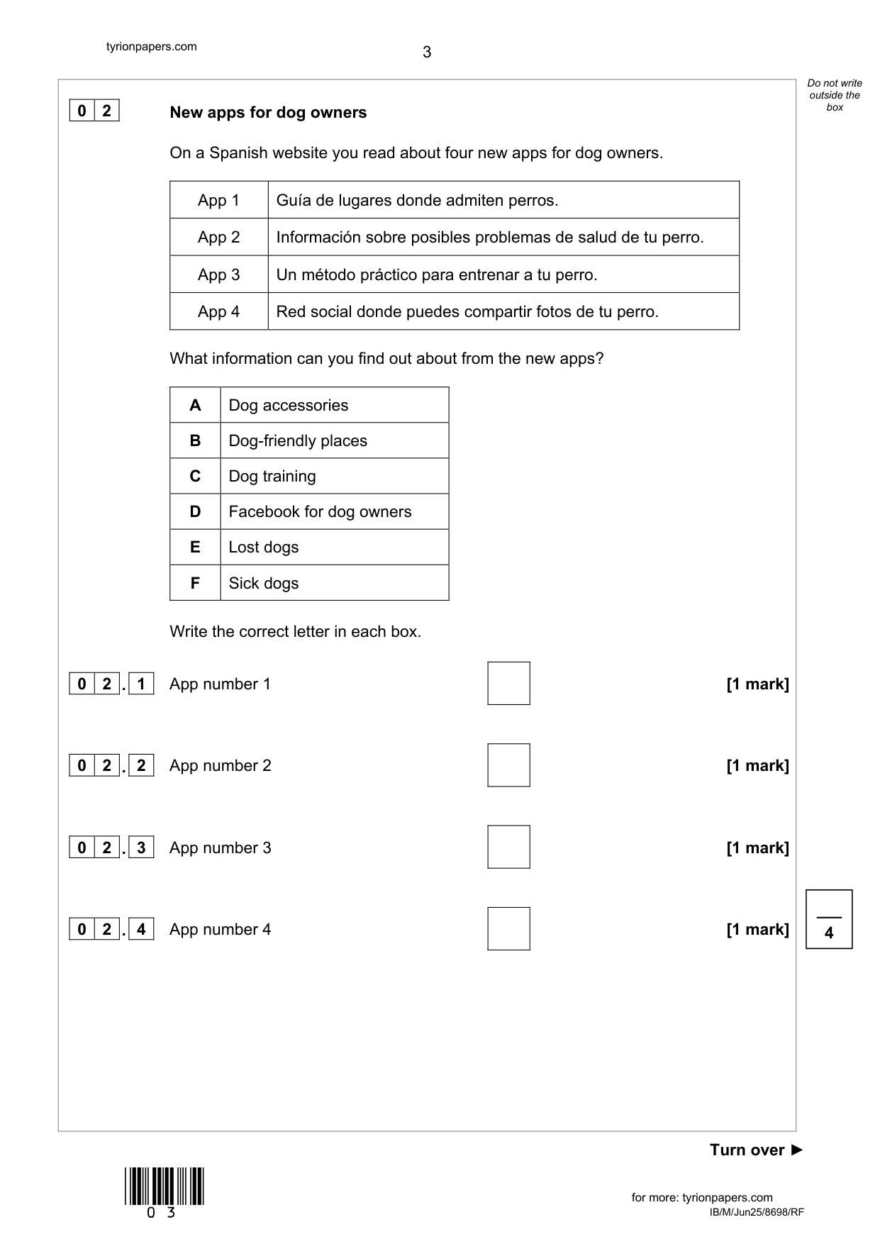 AQA GCSE Spanish Paper 3F 2025 Reading QP IMG-3