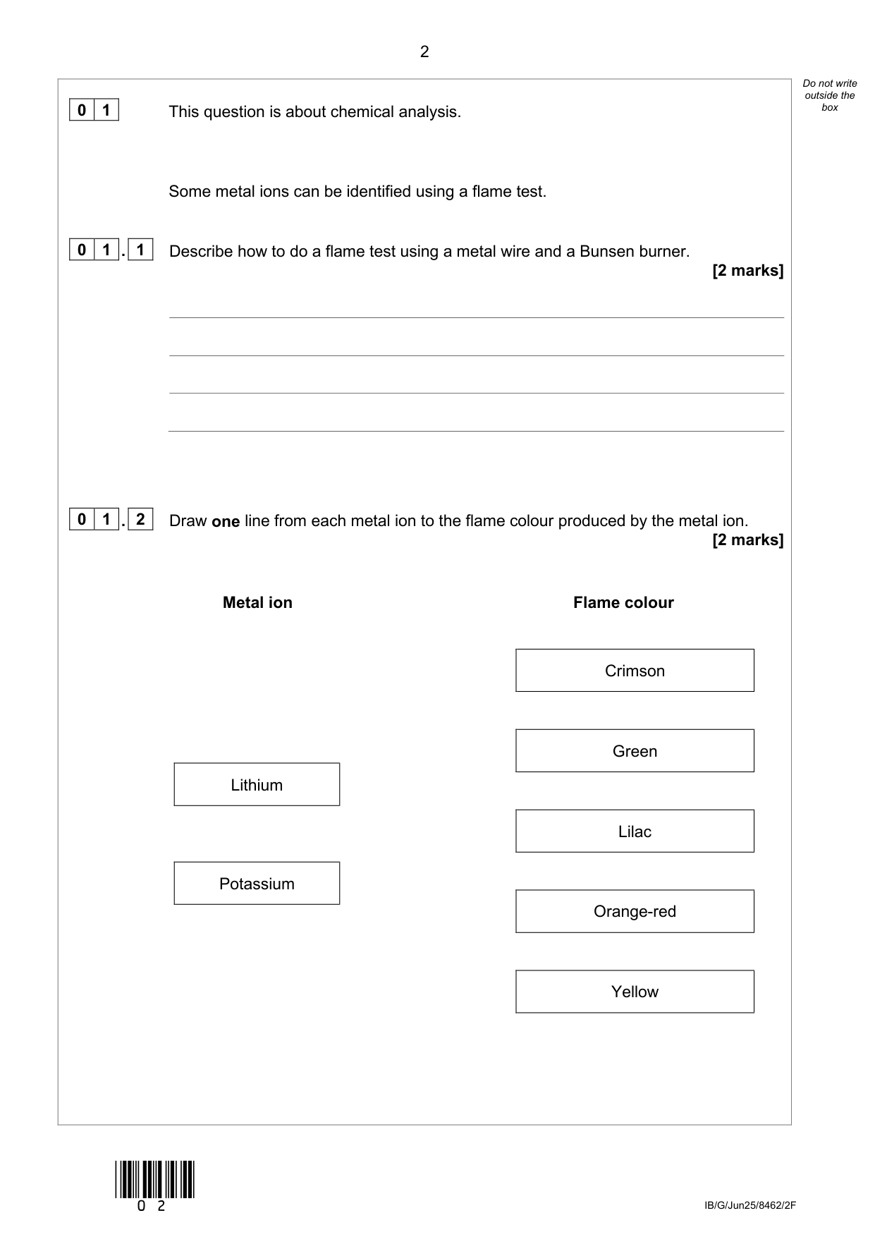 AQA GCSE Chemistry 2F 2025 Question Paper PDF