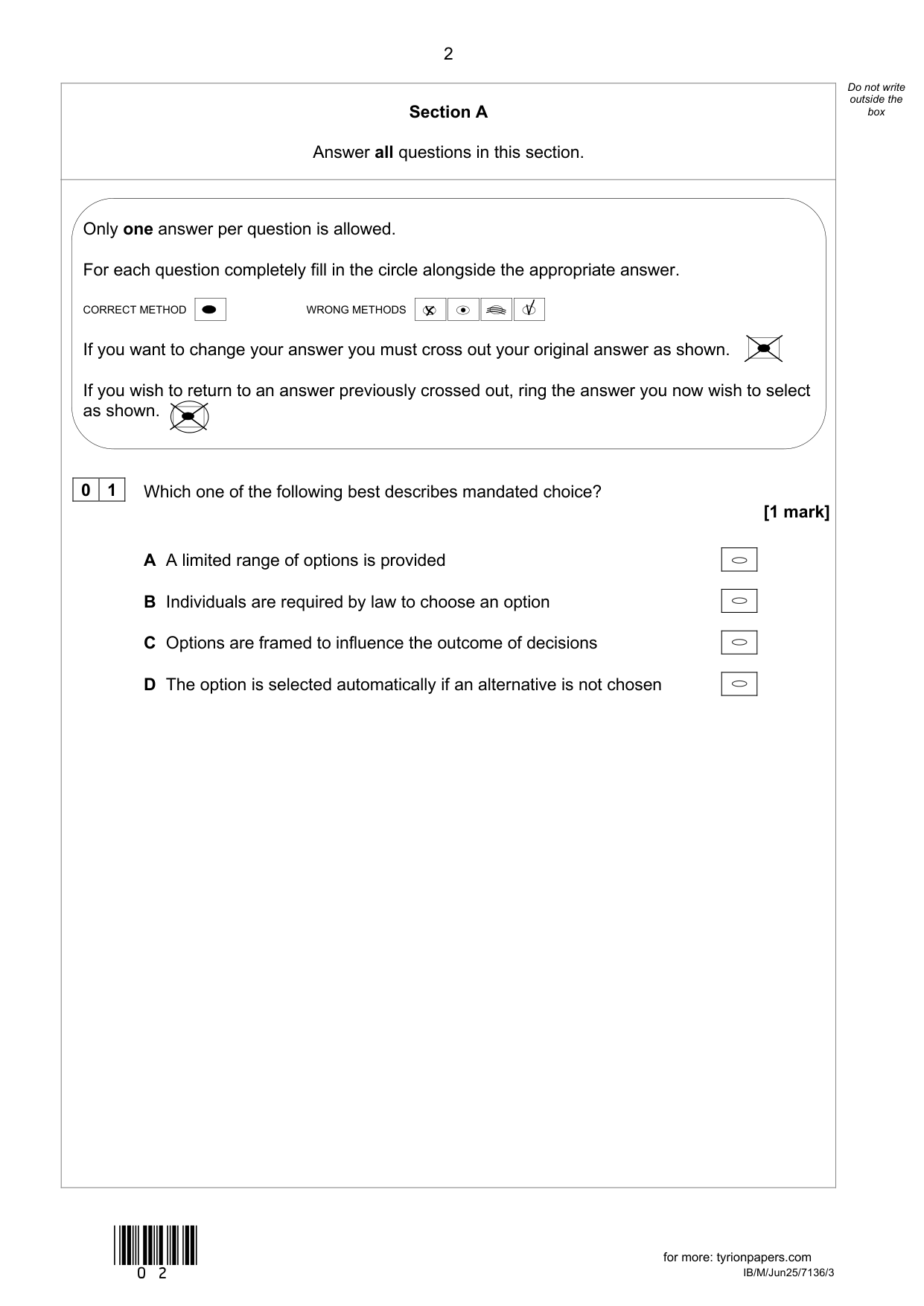 AQA A Level Economics Paper 3 2025 Question Paper PDF