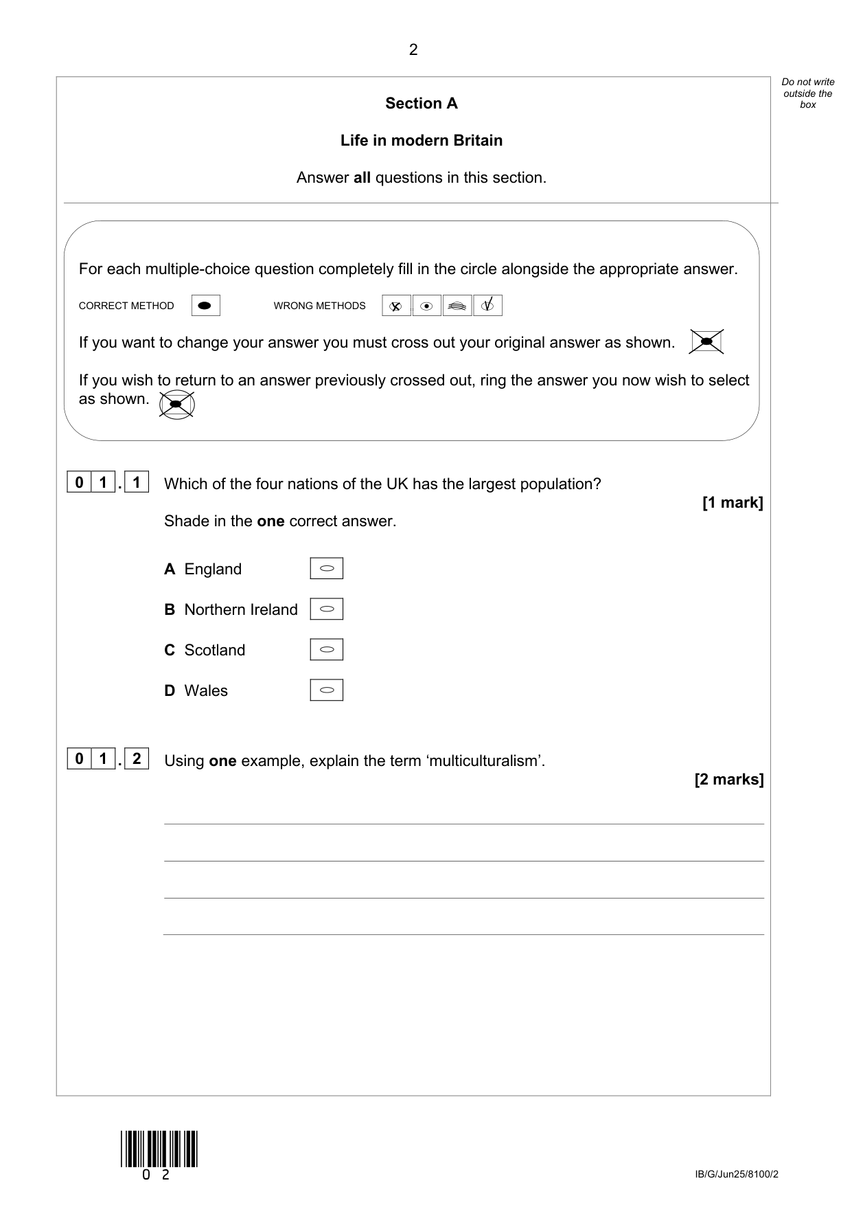 AQA GCSE Citizenship Studies Paper 2 2025 QP