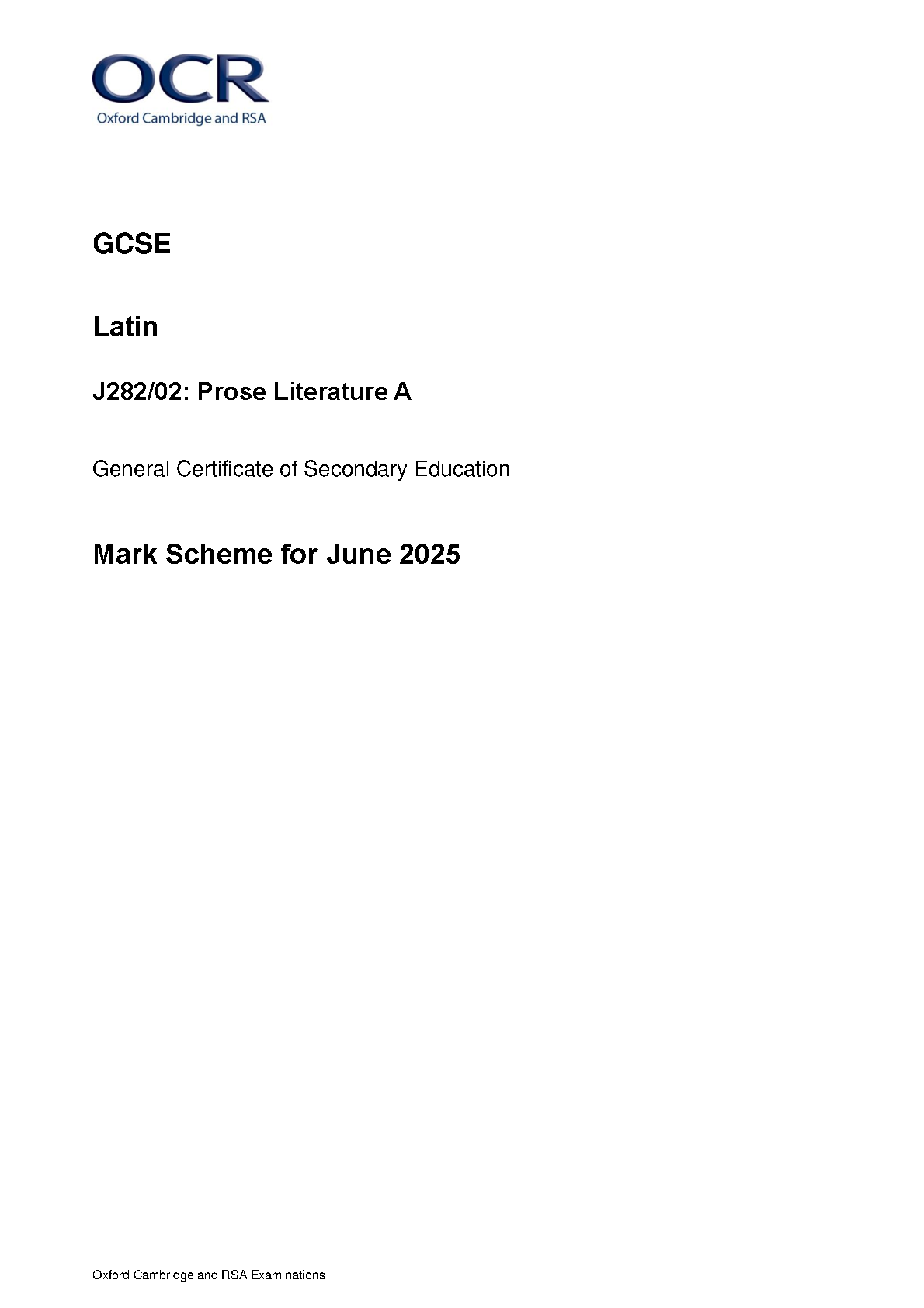 OCR GCSE Latin Paper 2  2025 Mark Scheme PDF IMG-1