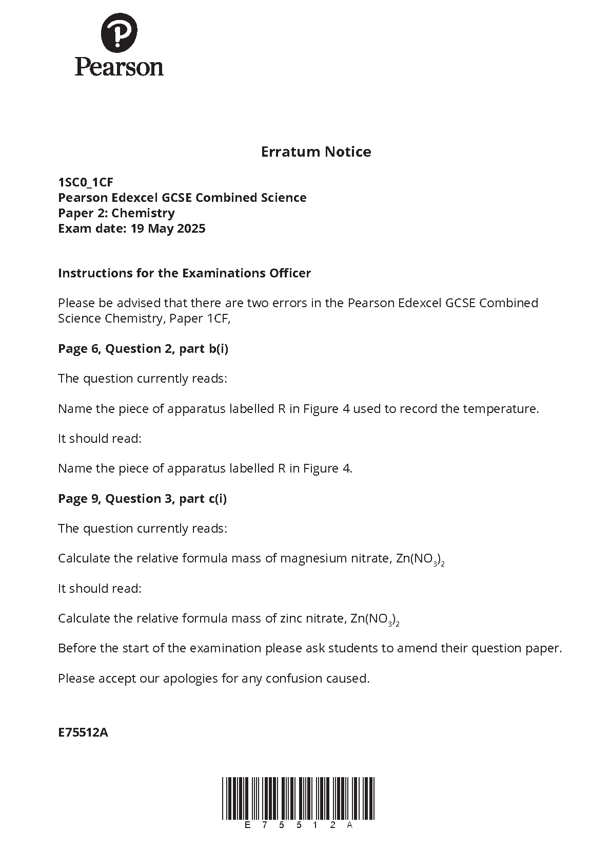 Pearson Edexcel GCSE Combined Science Paper 2 2025 IMG-1