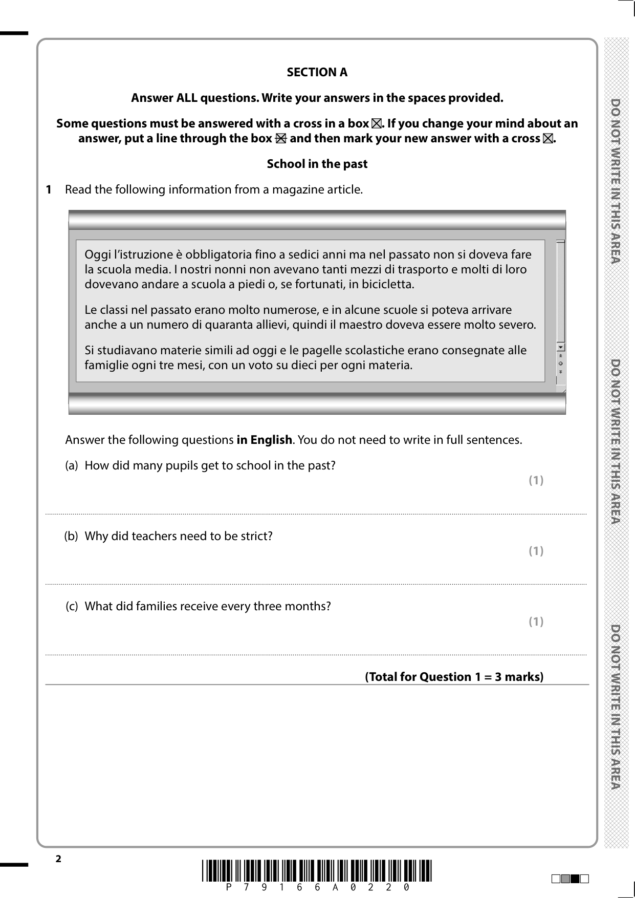 Pearson Edexcel GCSE Italian 2025 3H 2025 Question Paper
