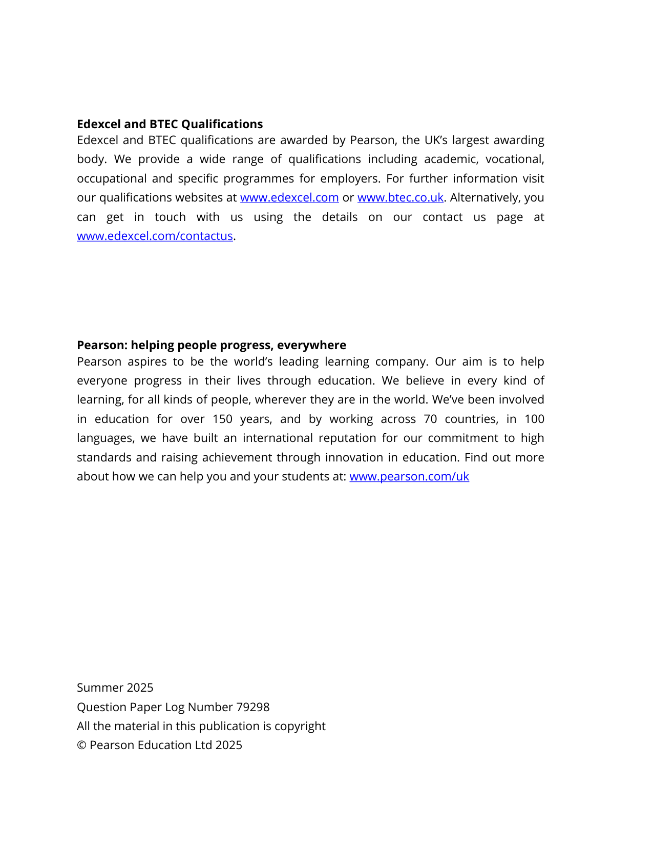 Pearson Edexcel GCSE Japanese Paper 3H 2025 Mark Scheme