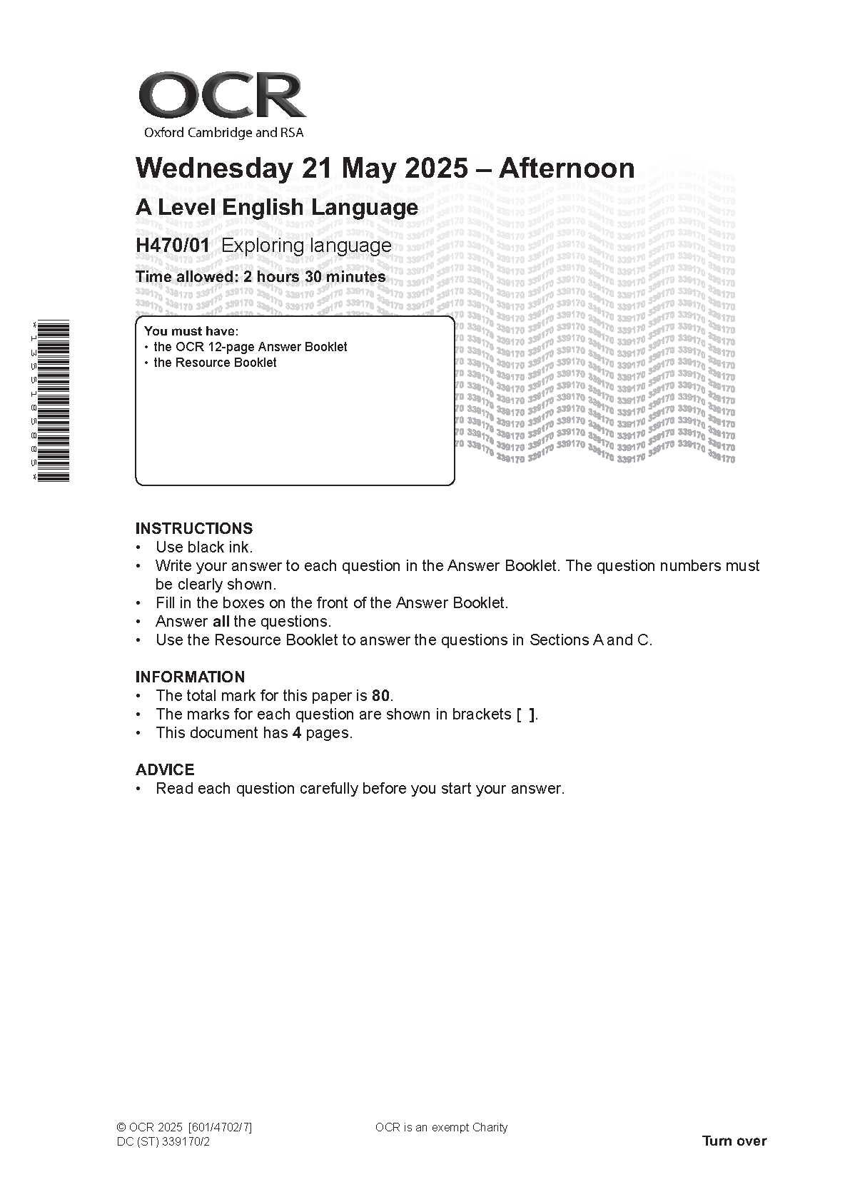 OCR A Level English Language Paper 1 2025 QP IMG-1