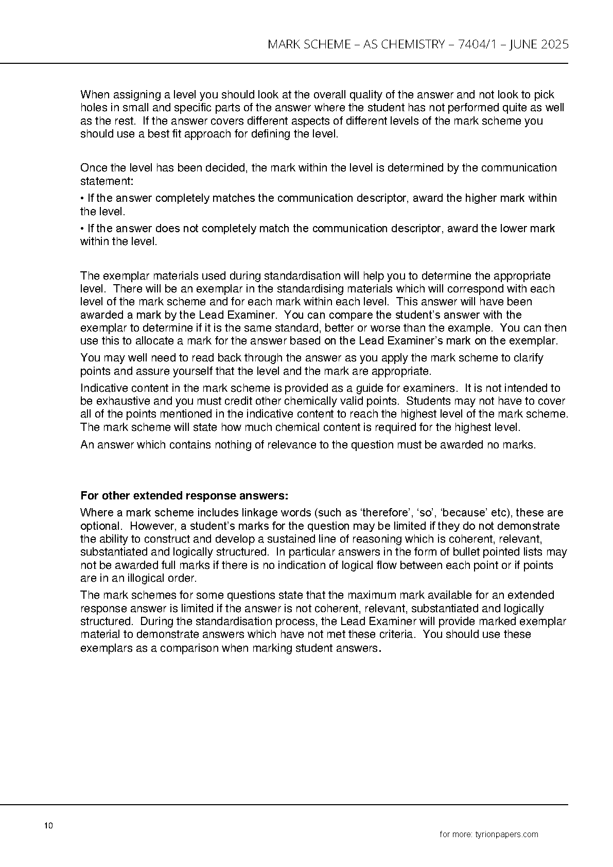 AQA AS Chemistry Paper 1 2025 Mark Scheme PDF IMG-1