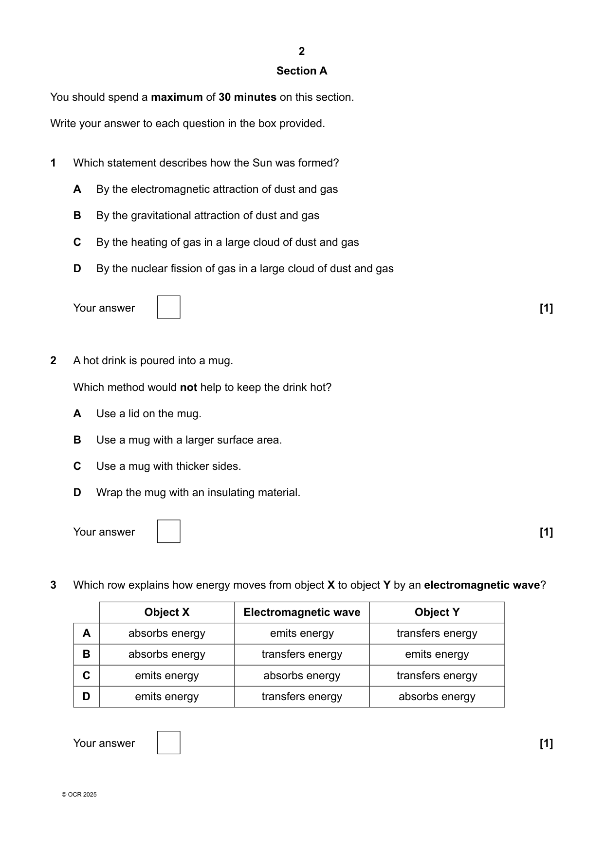 OCR GCSE Physics Paper 2 2025 Question Paper