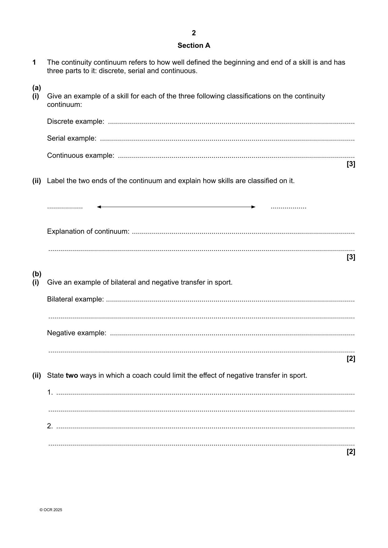 OCR AS Physical Education Paper 2 2025 Question Paper Guide